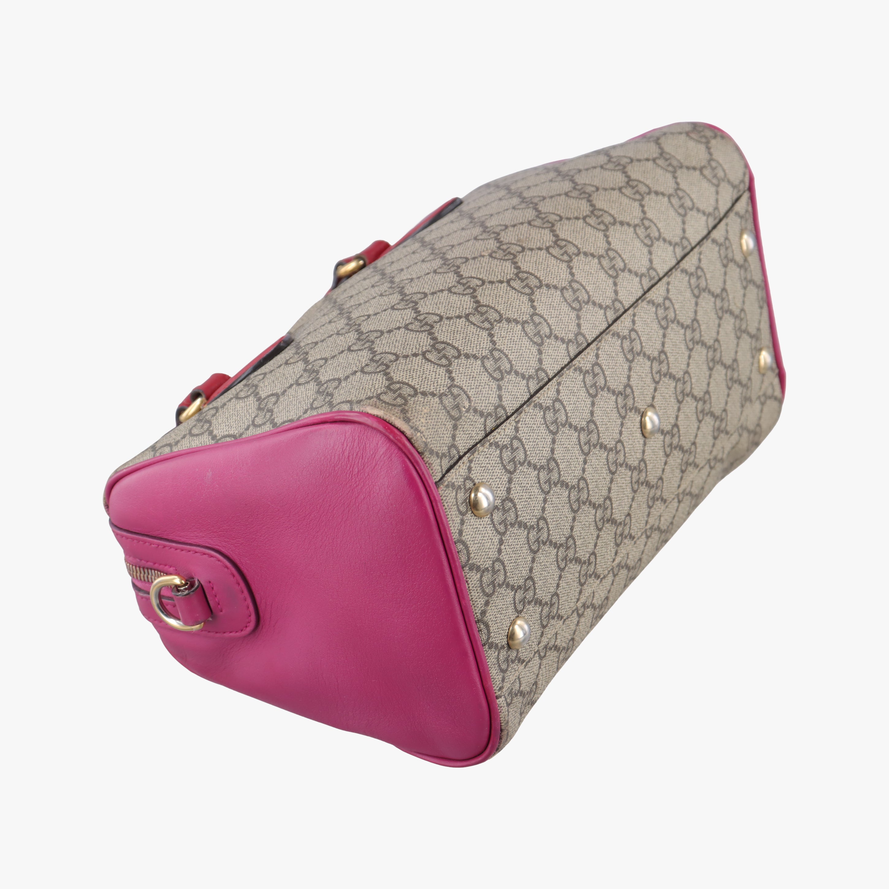 GG SUPREME beige×red×pink PVC coated canvas x leather 409529 I019476972GGスプリーム ベージュ×レッド×ピンク PVCコーティングキャンバス×レザー 409529 I019476972