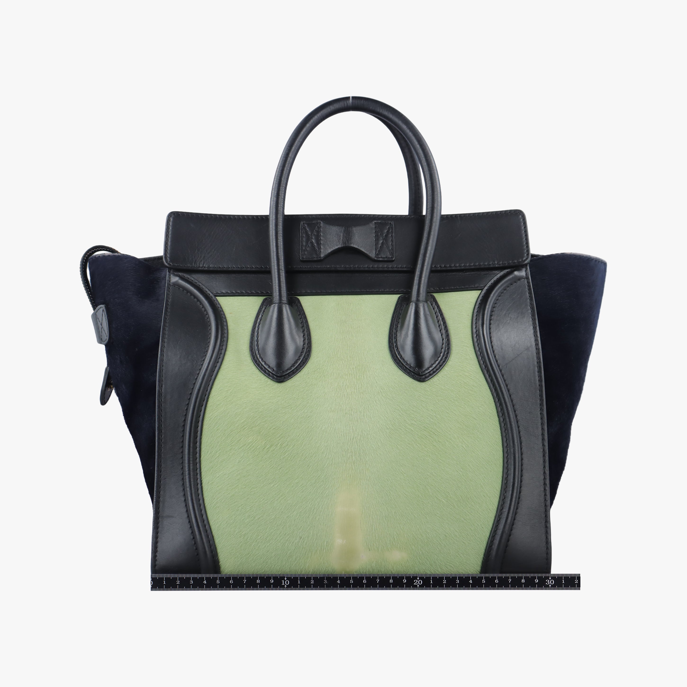 Luggage Mini Shopper Black x Green Leather×ponyhair S-GA-0183ラゲージミニショッパー ブラック×グリーン レザー×ハラコ S-GA-0183