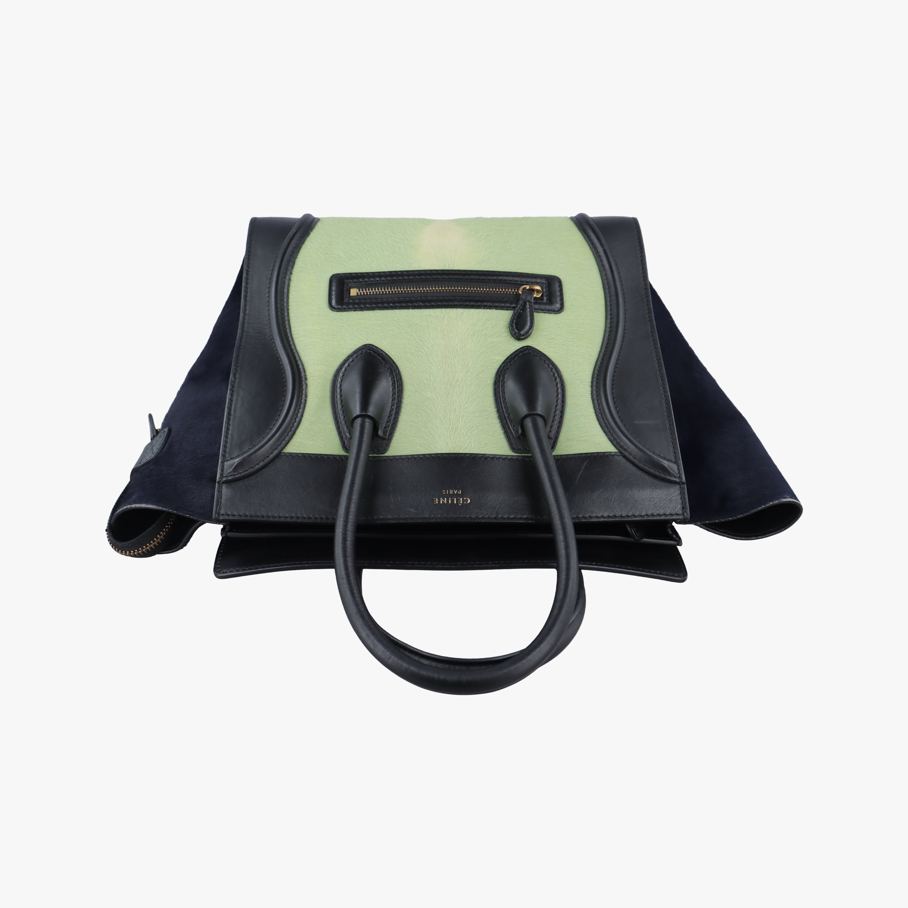 Luggage Mini Shopper Black x Green Leather×ponyhair S-GA-0183ラゲージミニショッパー ブラック×グリーン レザー×ハラコ S-GA-0183