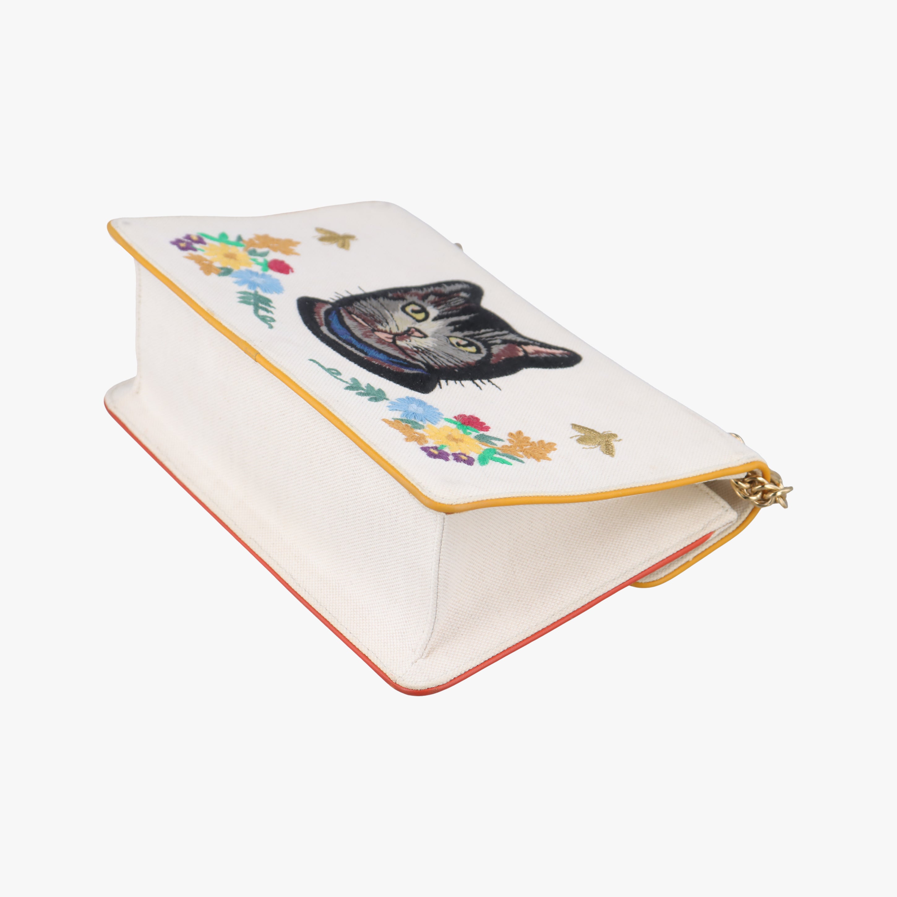 Cotton Linen Floral Cat White Canvas 499617 I023933962コットンリネンフローラルキャット ホワイト キャンバス 499617 I023933962