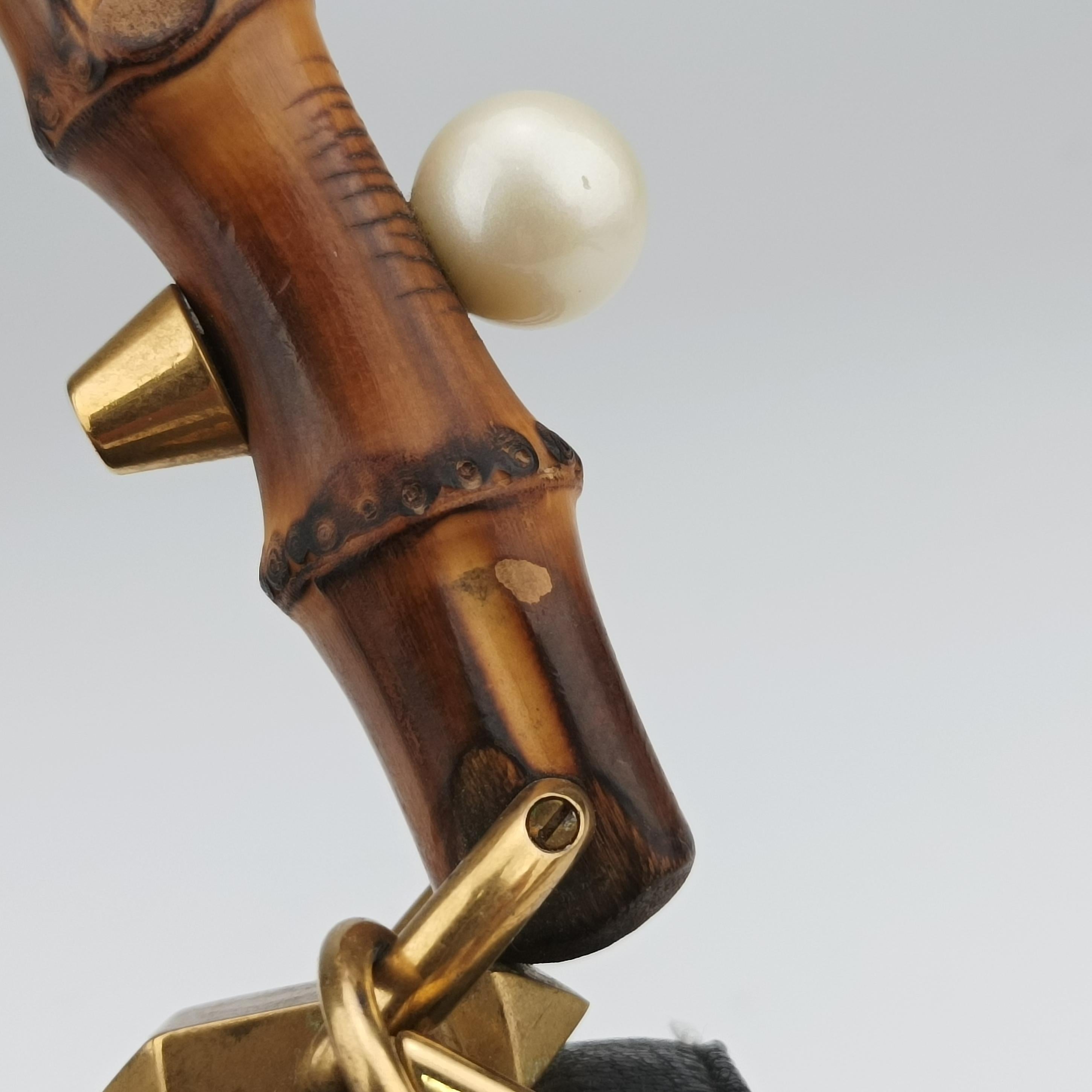 Mini Fox Brooch Bamboo Beige×Multicolour PVC coated canvas×Leather 466428 G023661145ミニ フォックス ブローチ バンブー ベージュ×マルチカラー PVCコーティングキャンバス×レザー 466428 G023661145