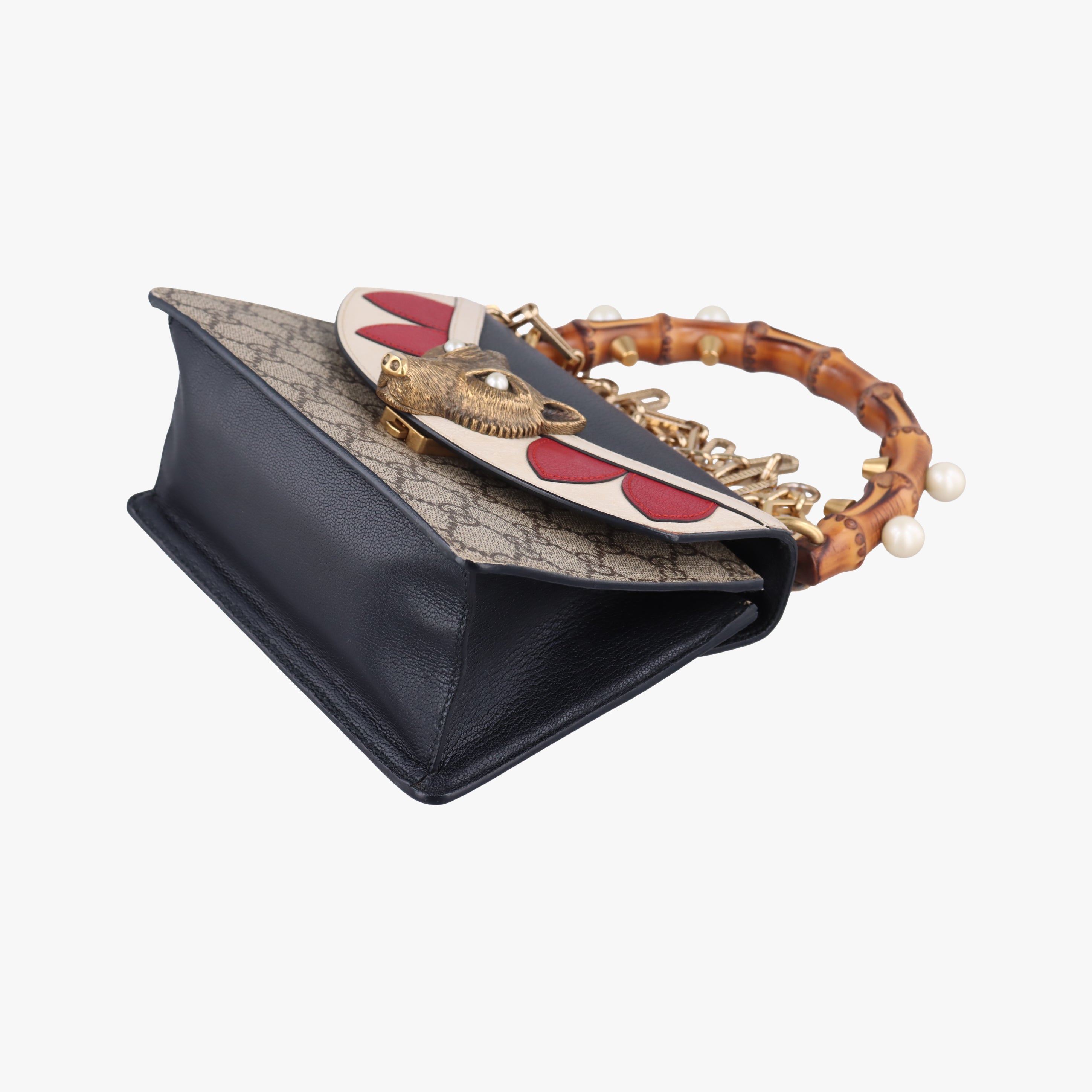 Mini Fox Brooch Bamboo Beige×Multicolour PVC coated canvas×Leather 466428 G023661145ミニ フォックス ブローチ バンブー ベージュ×マルチカラー PVCコーティングキャンバス×レザー 466428 G023661145