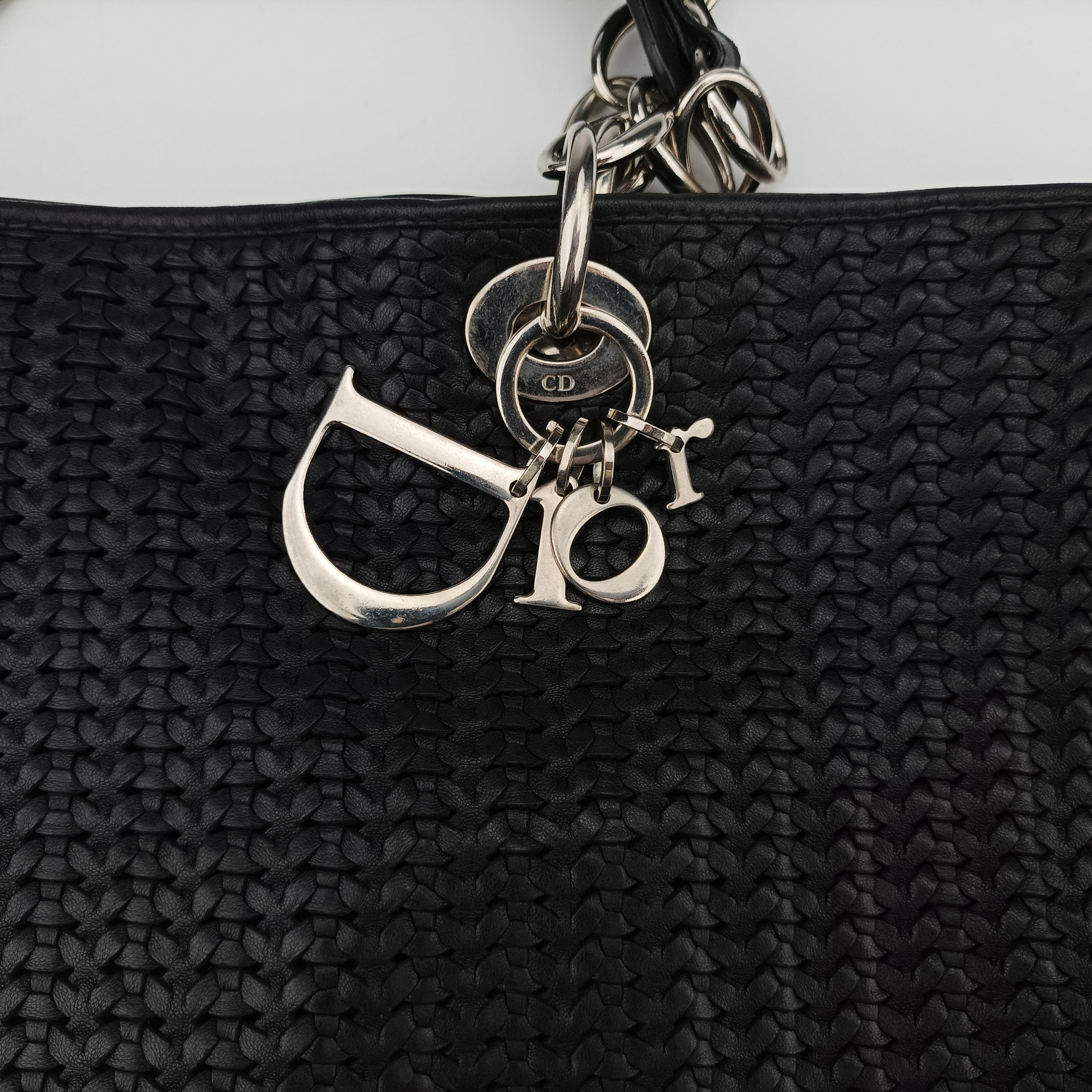 Soft Lady Dior Canage INTRECCIATO Tote Black lambskin 01-RU-0058ソフト レディディオール カナージュ イントレチャート トート ブラック ラムスキン 01-RU-0058