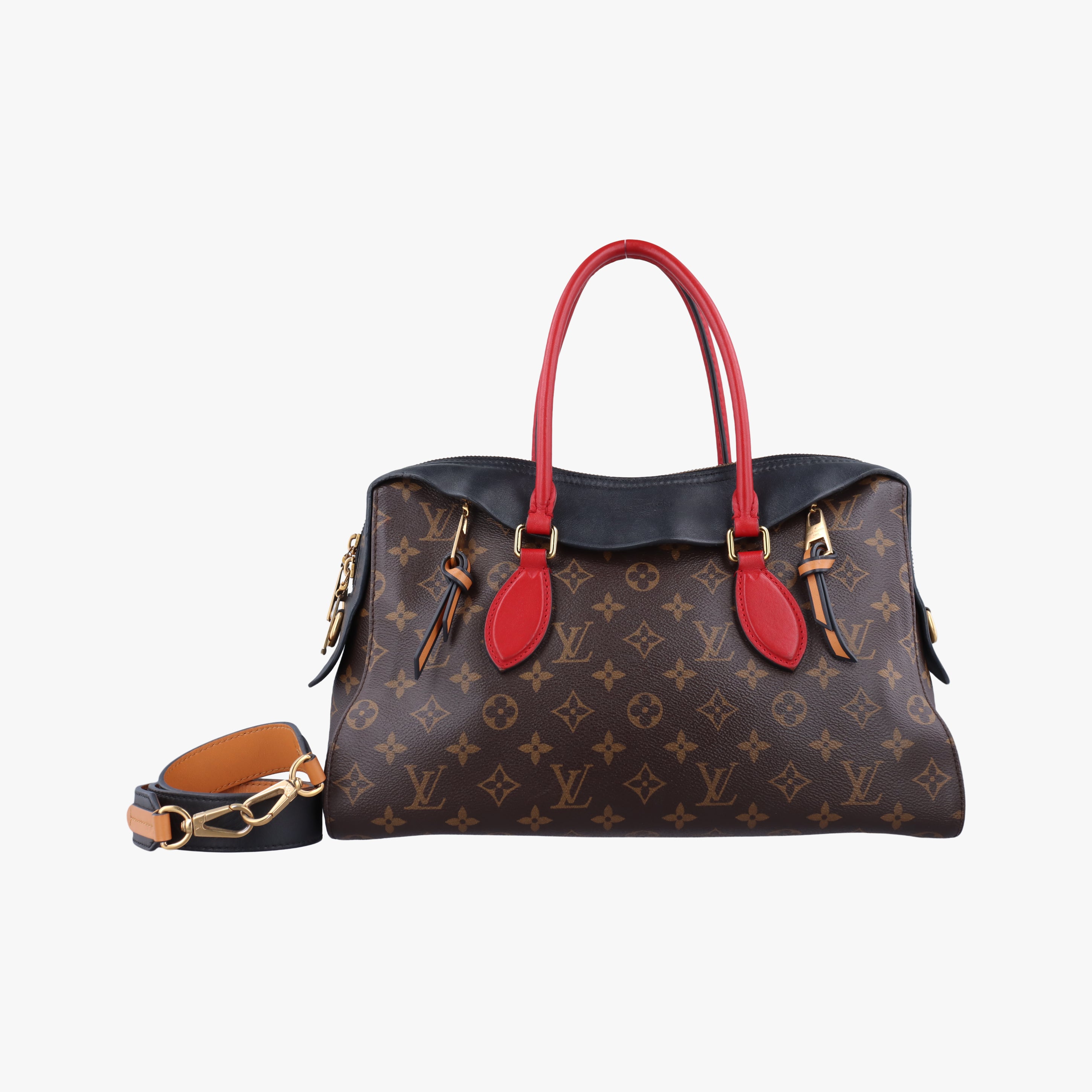 TUILERIES tote Brown x Noir x Red Monogram Canvas ácalf leather M41454 AA0127テュイルリートート モノグラム/ブラウン系 x ノワール x レッド モノグラムキャンバス×カーフレザー M41454 AA0127