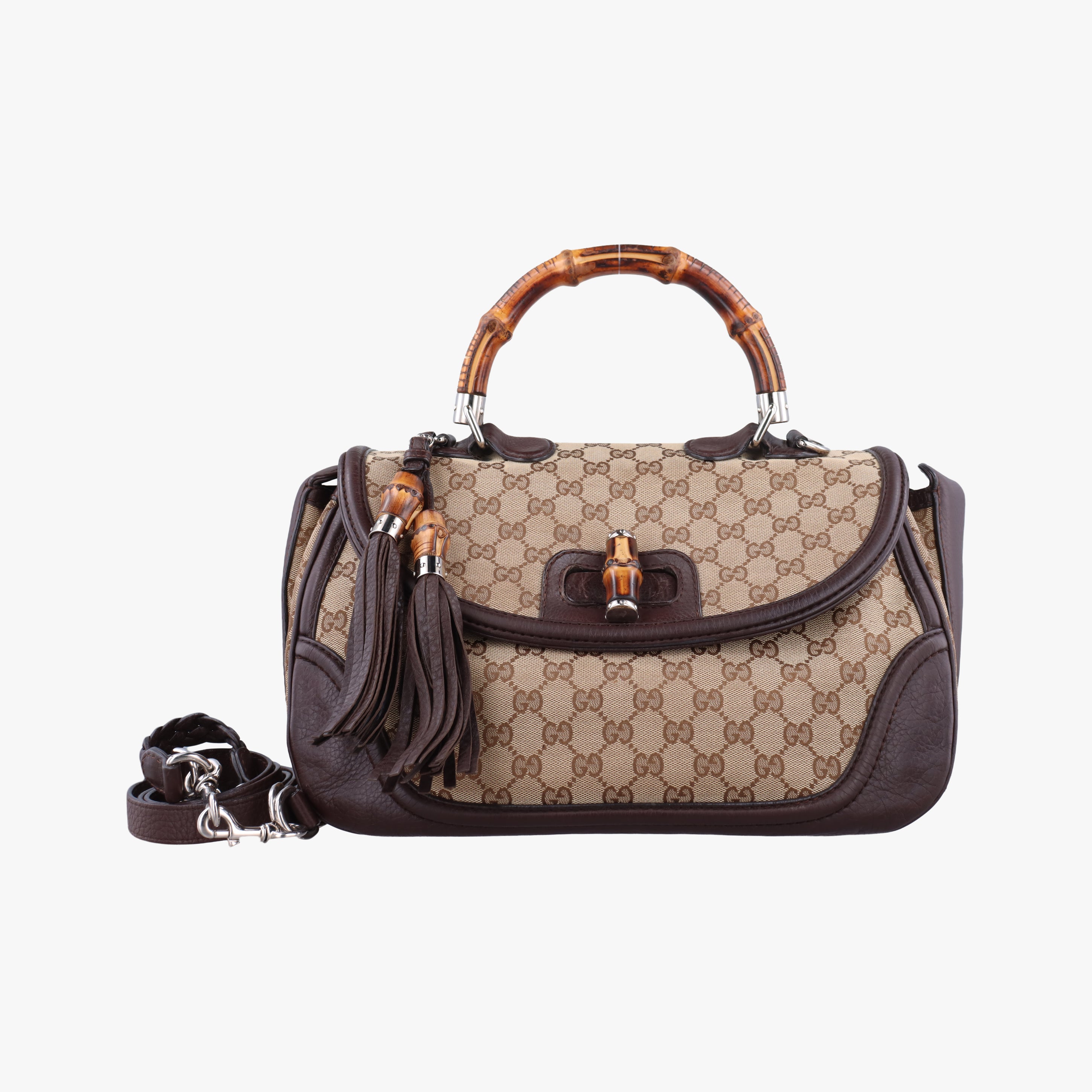 New Bamboo Beige x Brown canvas x leather 240241 E7261958バンブー ベージュ×ブラウン キャンバス×レザー 240241 E7261958