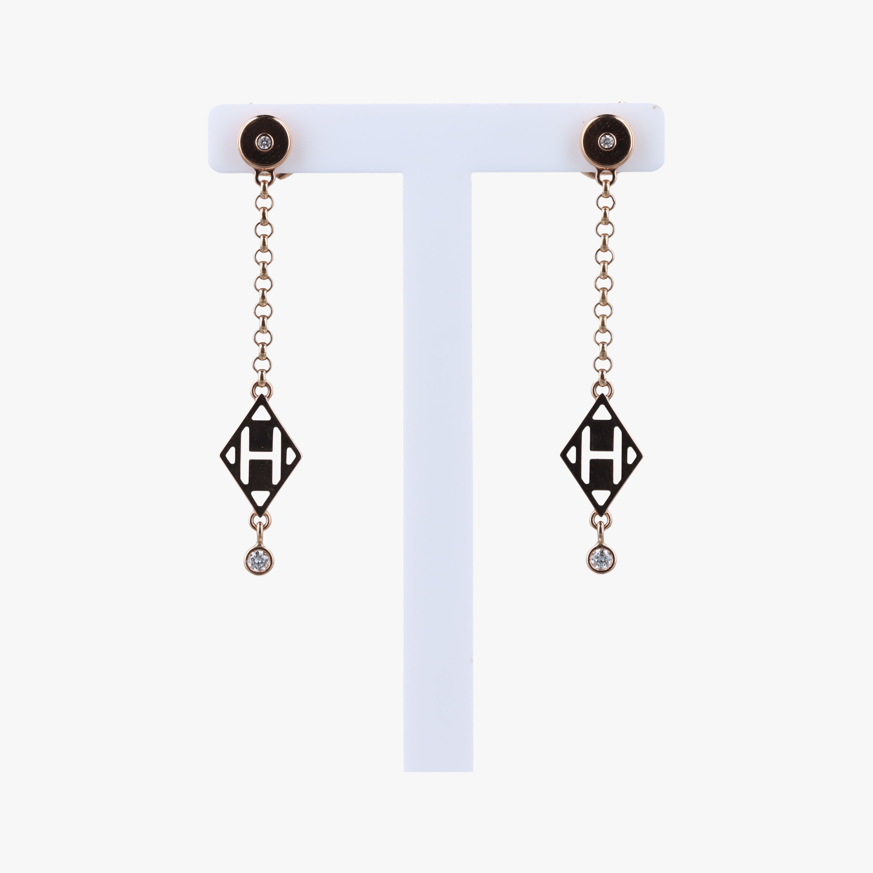 Ex-Libris H Rose gold AU750 19K044538エクス リブリスH ガンバード スウィング ドロップ ローズゴールド AU750 19K044538