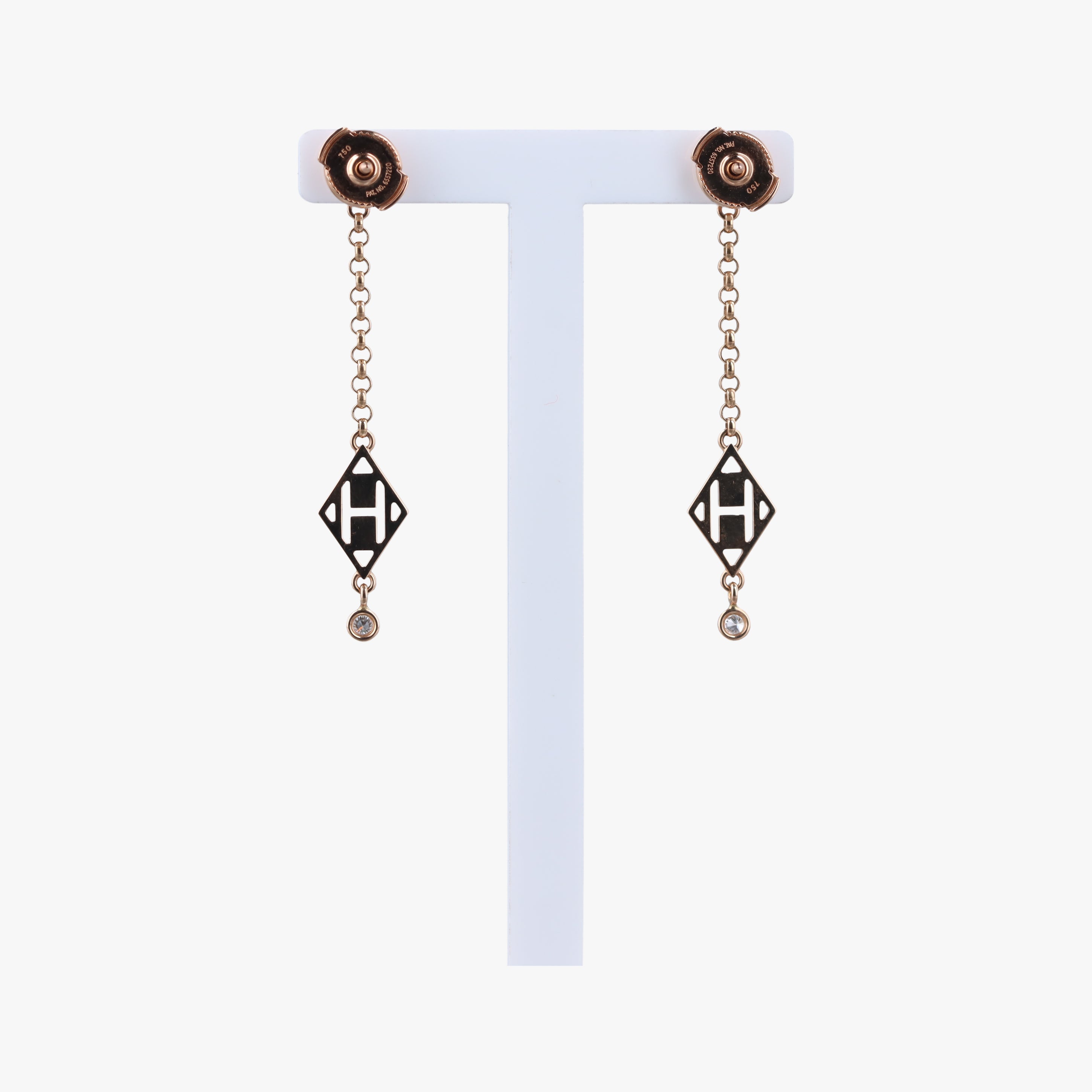 Ex-Libris H Rose gold AU750 19K044538エクス リブリスH ガンバード スウィング ドロップ ローズゴールド AU750 19K044538