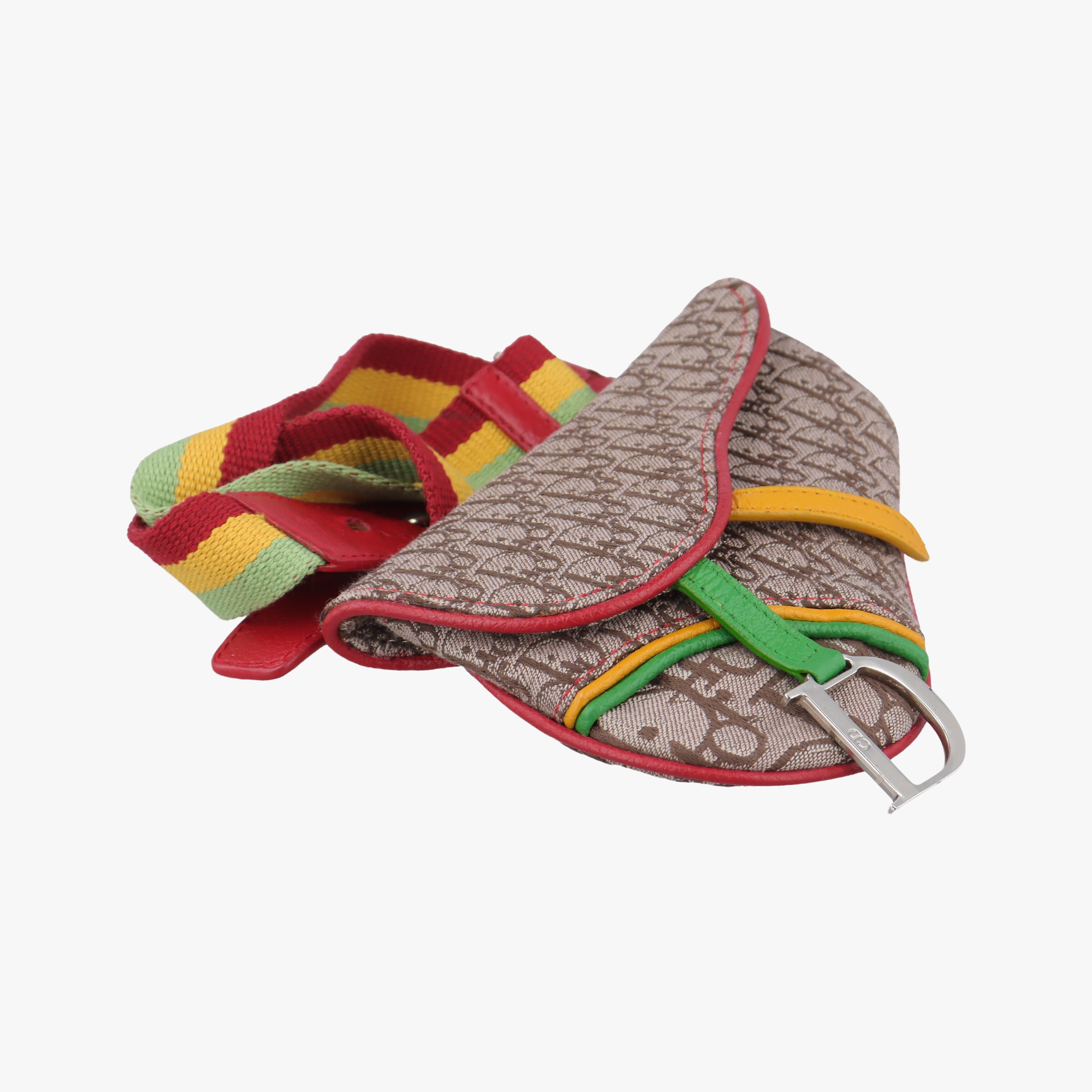 saddle beigex Red x Multicolor Jacquard x Leather 96BM-10サドルバッグ ベージュ×レッド×マルチカラー ジャガード×レザー 96BM-10