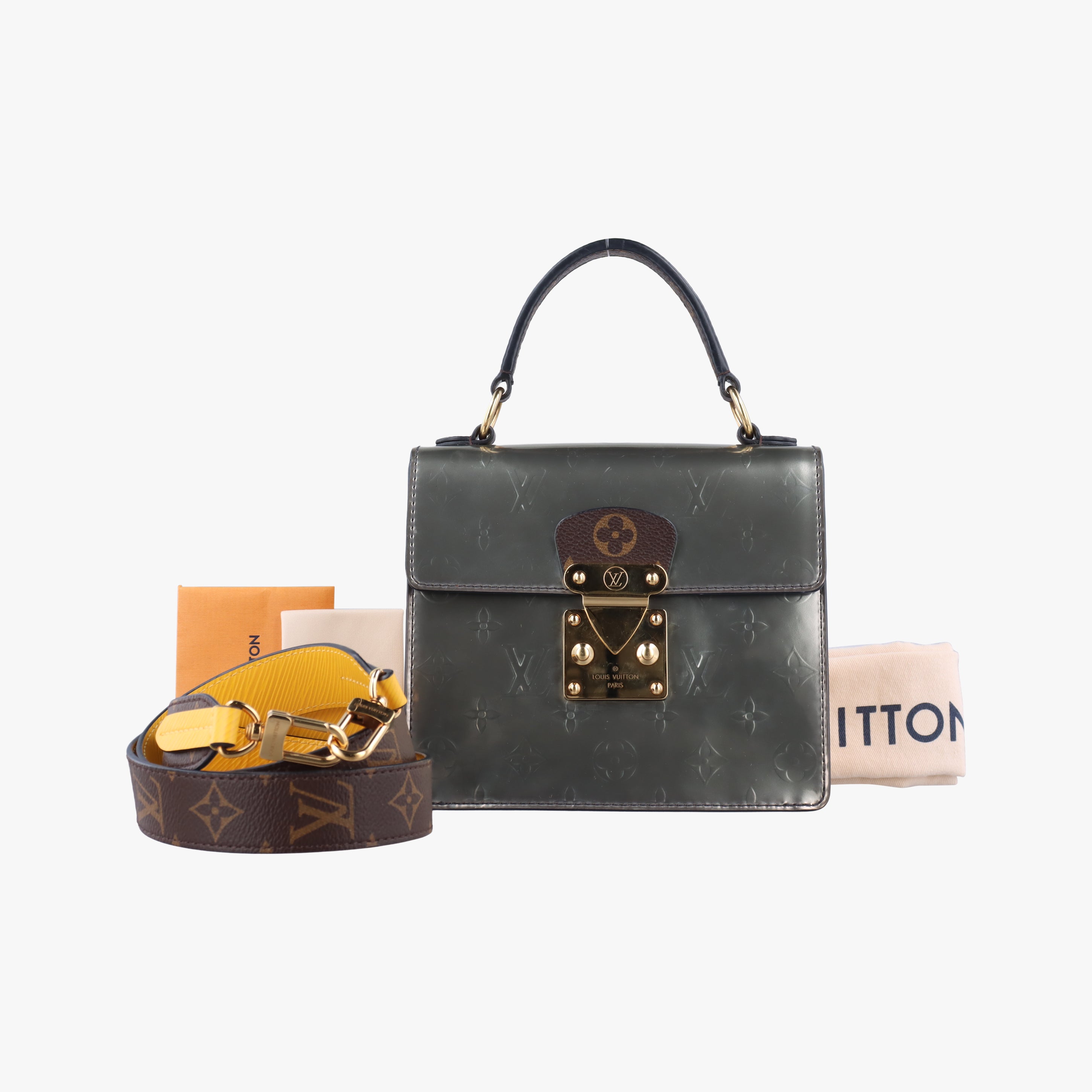 Spring Street PM Silver x Brown x Yellow Vernis x Monogram x Epi M90376 NZ0159スプリングストリートPM シルバー×ブラウン×イエロー ヴェルニ×モノグラム×エピ M90376 NZ0159