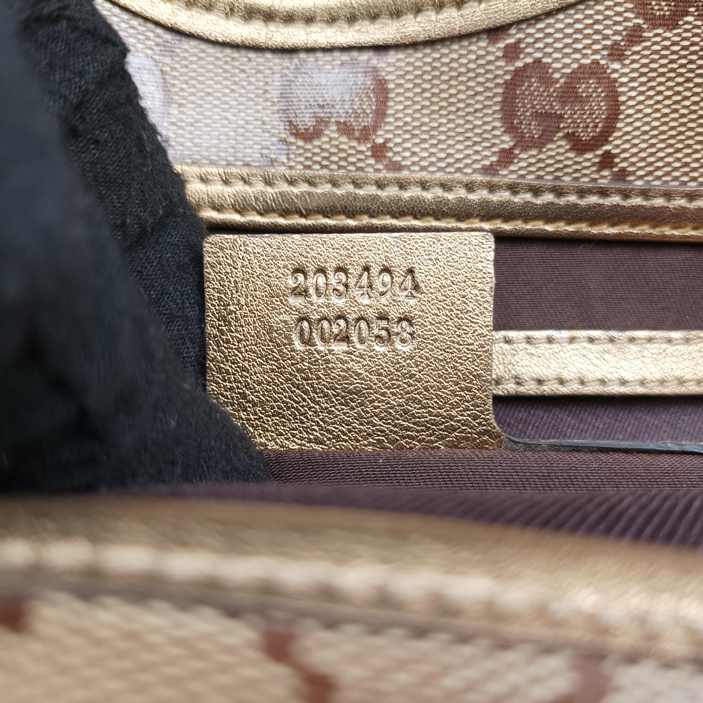 New Jackie Brown×golden PVC coated canvas×Leather 203494 G3057378ニュージャッキー ブラウン×ゴールド PVCコーティングキャンバス×レザー 203494 G3057378