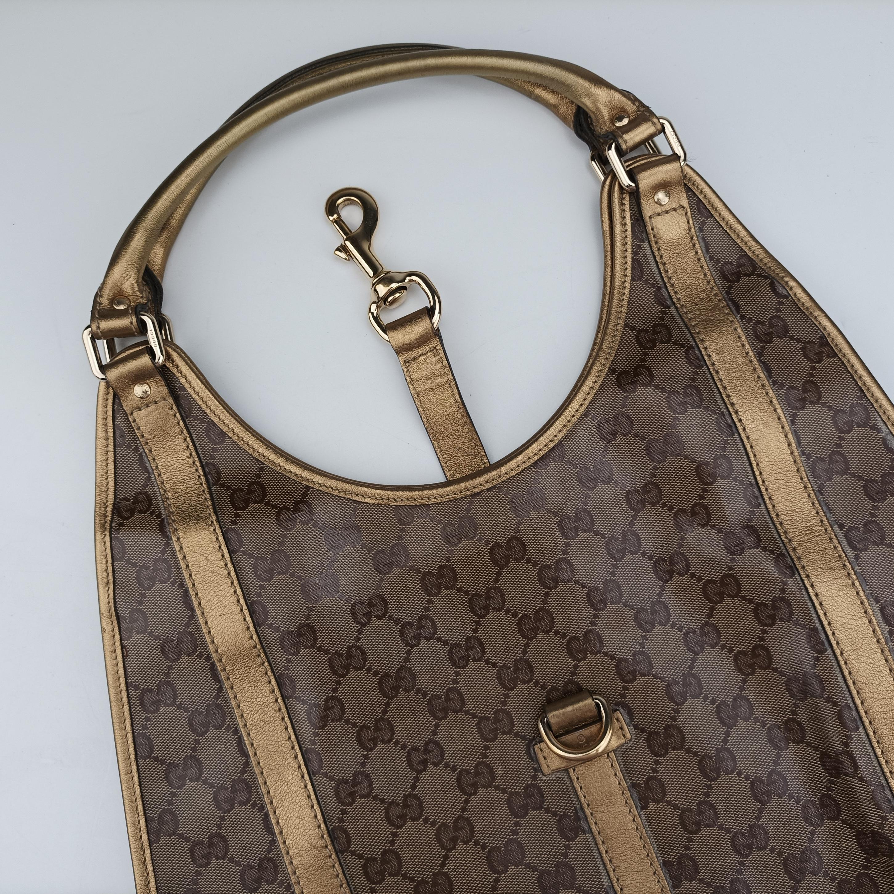 New Jackie Brown×golden PVC coated canvas×Leather 203494 G3057378ニュージャッキー ブラウン×ゴールド PVCコーティングキャンバス×レザー 203494 G3057378