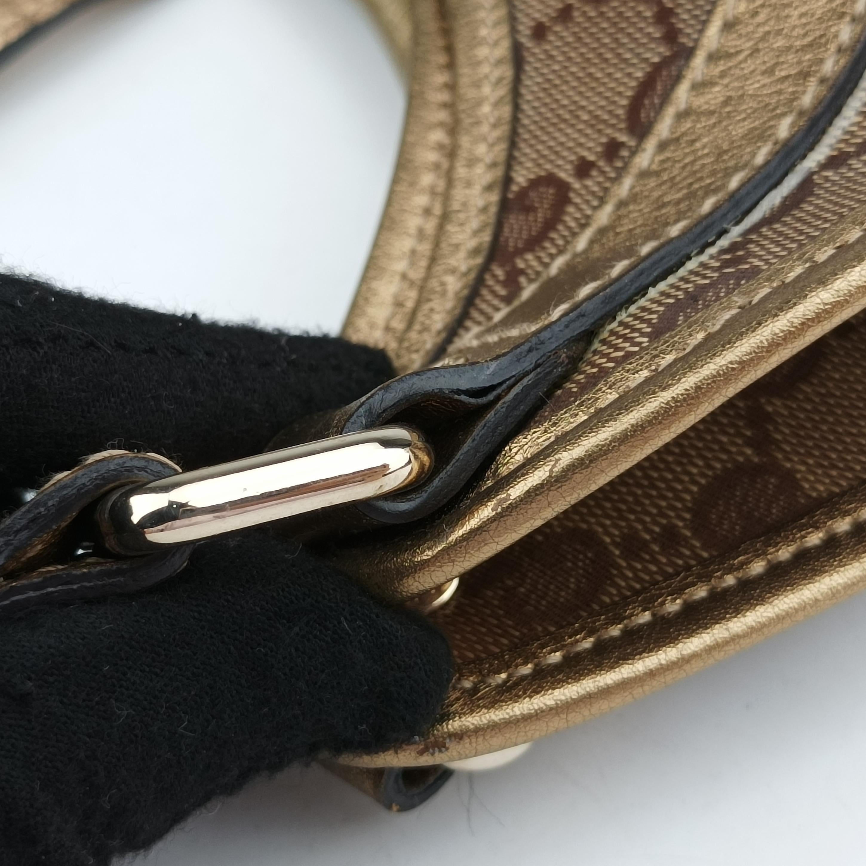 New Jackie Brown×golden PVC coated canvas×Leather 203494 G3057378ニュージャッキー ブラウン×ゴールド PVCコーティングキャンバス×レザー 203494 G3057378