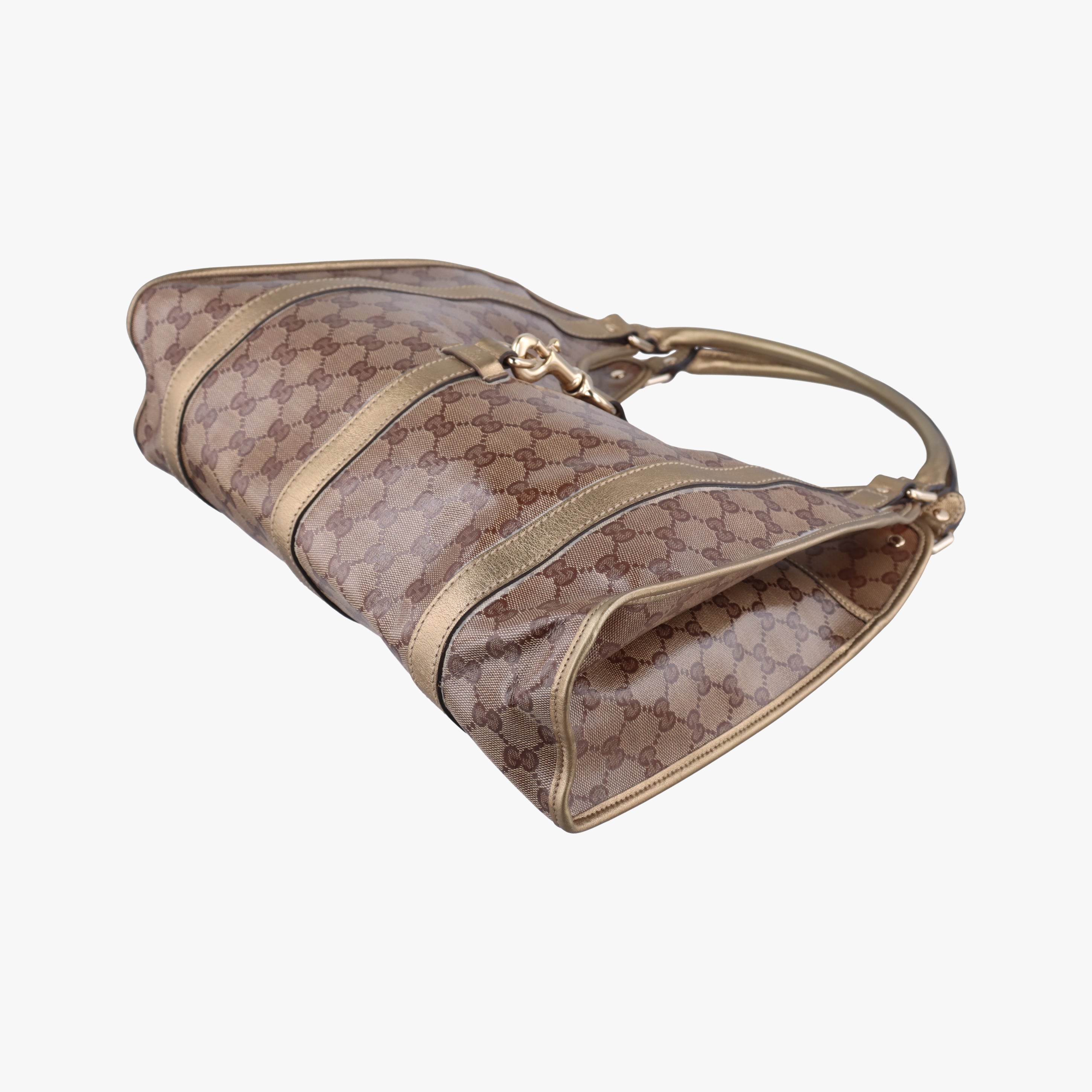 New Jackie Brown×golden PVC coated canvas×Leather 203494 G3057378ニュージャッキー ブラウン×ゴールド PVCコーティングキャンバス×レザー 203494 G3057378