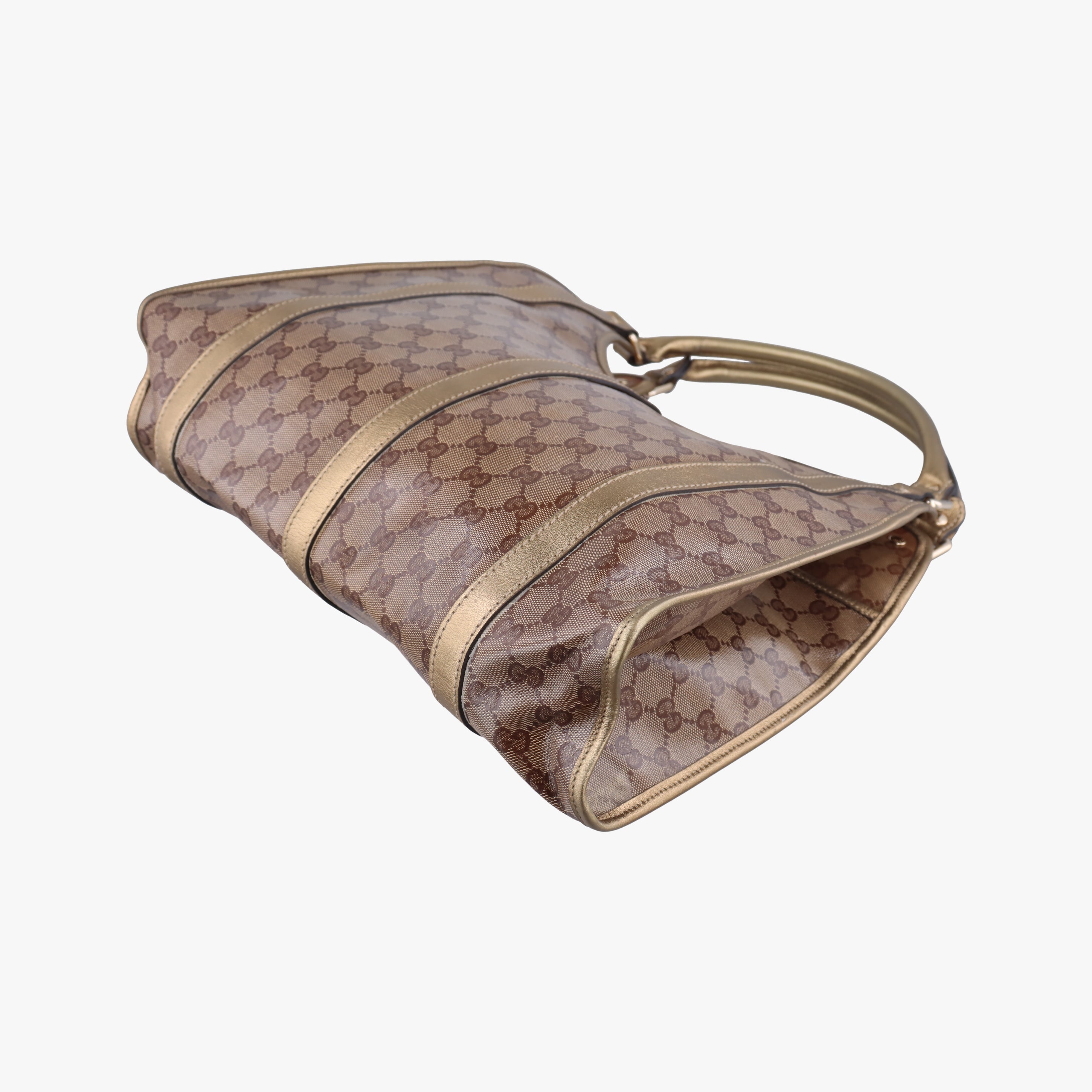 New Jackie Brown×golden PVC coated canvas×Leather 203494 G3057378ニュージャッキー ブラウン×ゴールド PVCコーティングキャンバス×レザー 203494 G3057378