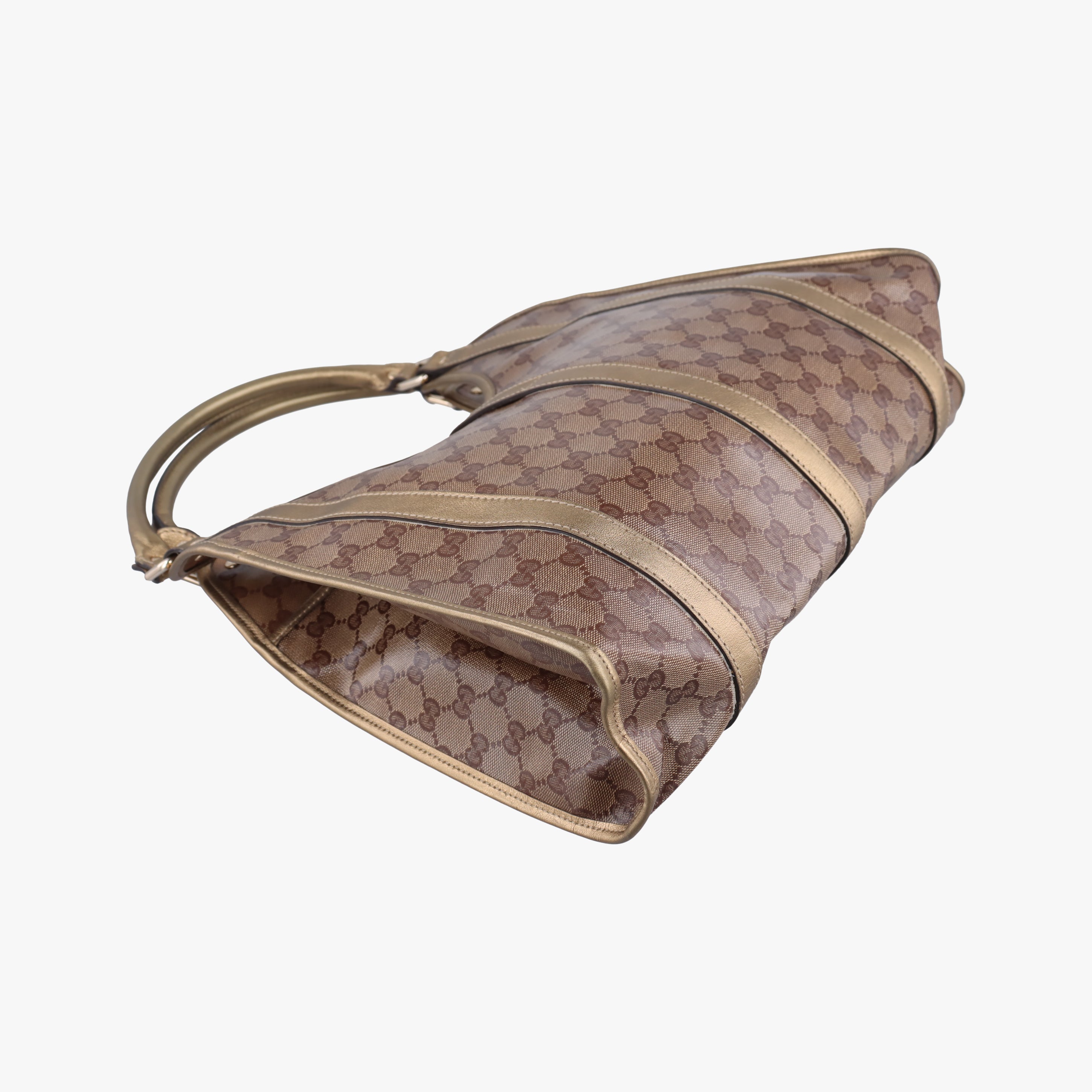 New Jackie Brown×golden PVC coated canvas×Leather 203494 G3057378ニュージャッキー ブラウン×ゴールド PVCコーティングキャンバス×レザー 203494 G3057378