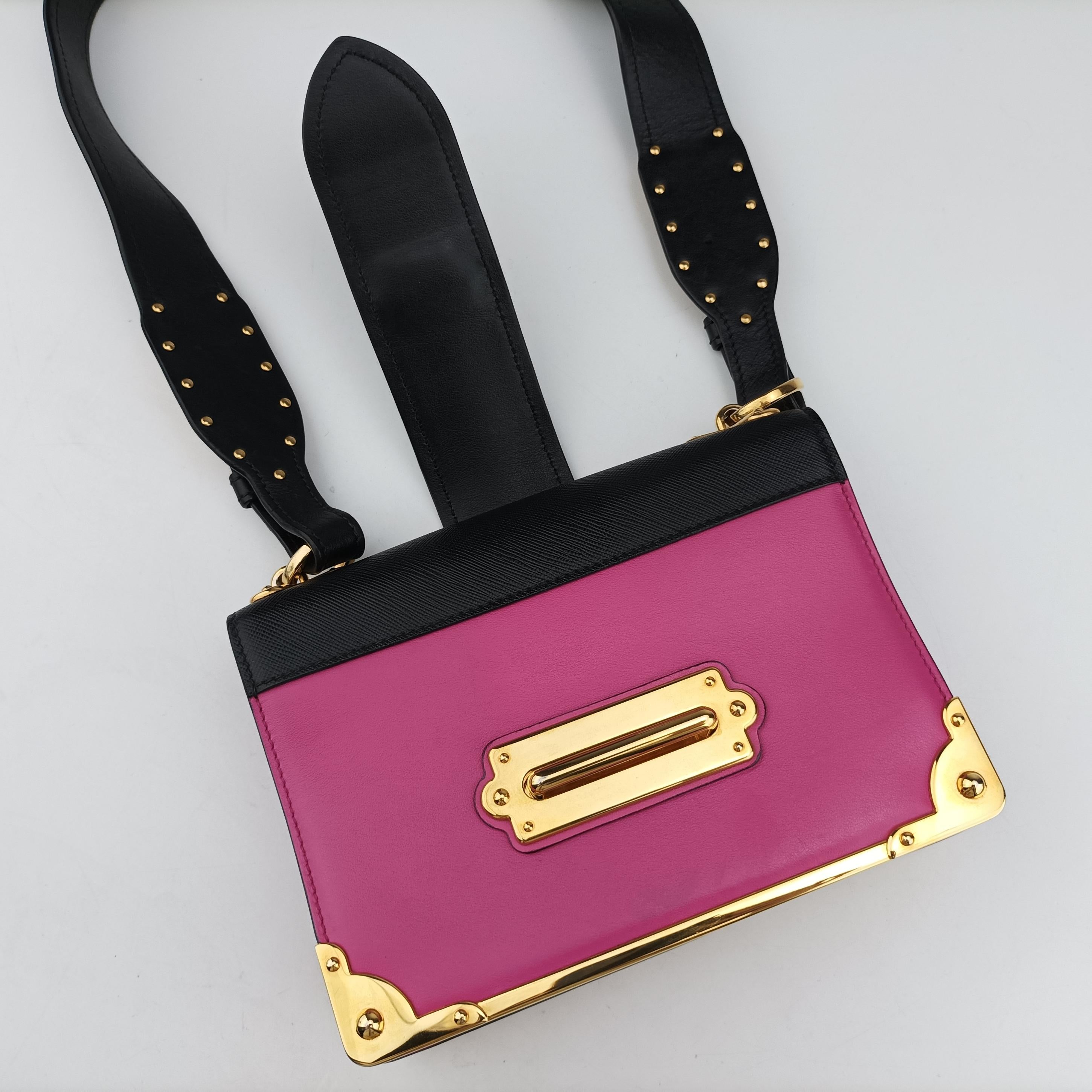 Cahier Pink×Black Leather 1BD045 25カイエ ピンク×ブラック レザー 1BD045 25