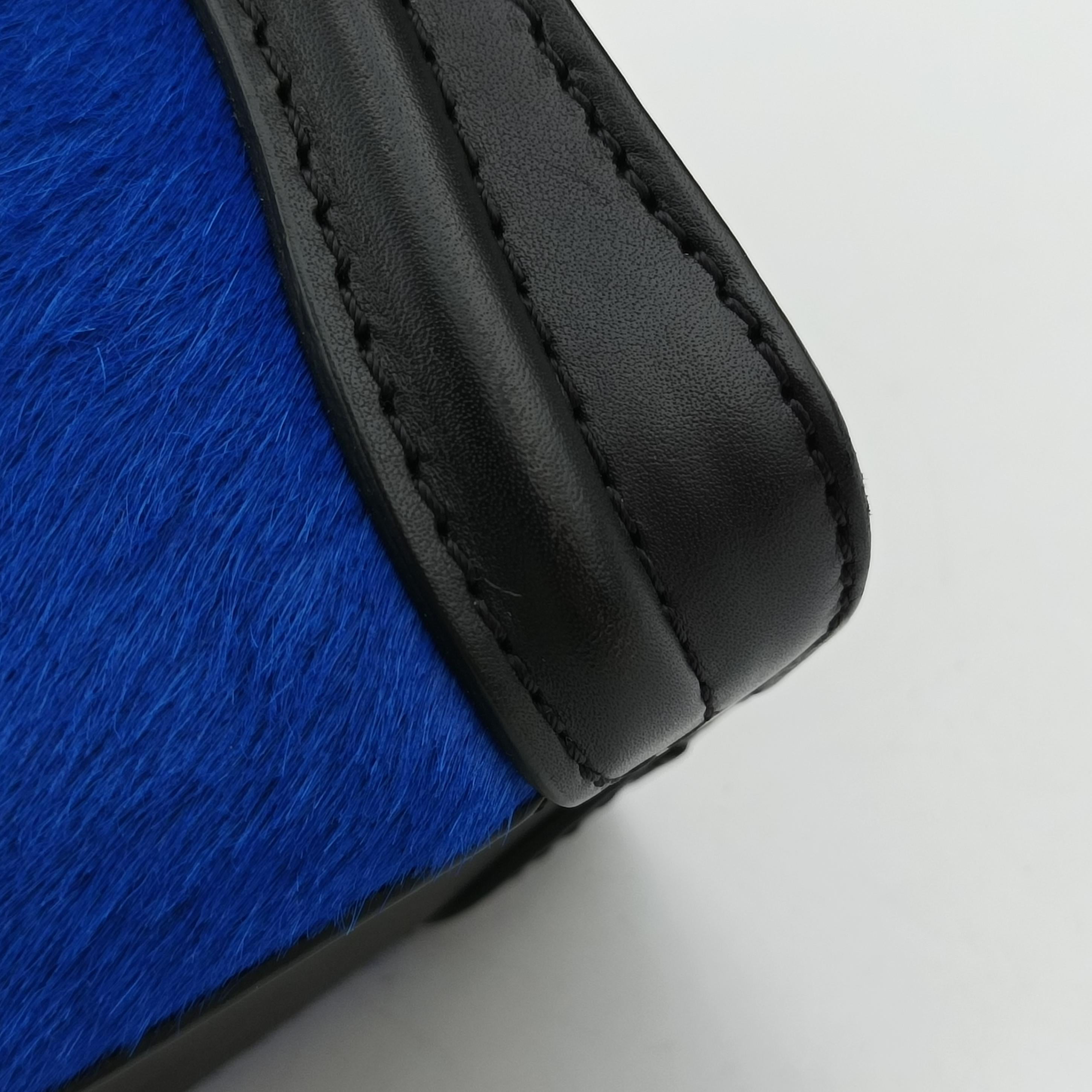 luggage nano shopper Blue x Black x Brown Leather×ponyhair F-GA-0142ラゲージナノショッパー ブルー×ブラック×ブラウン レザー×ハラコ F-GA-0142