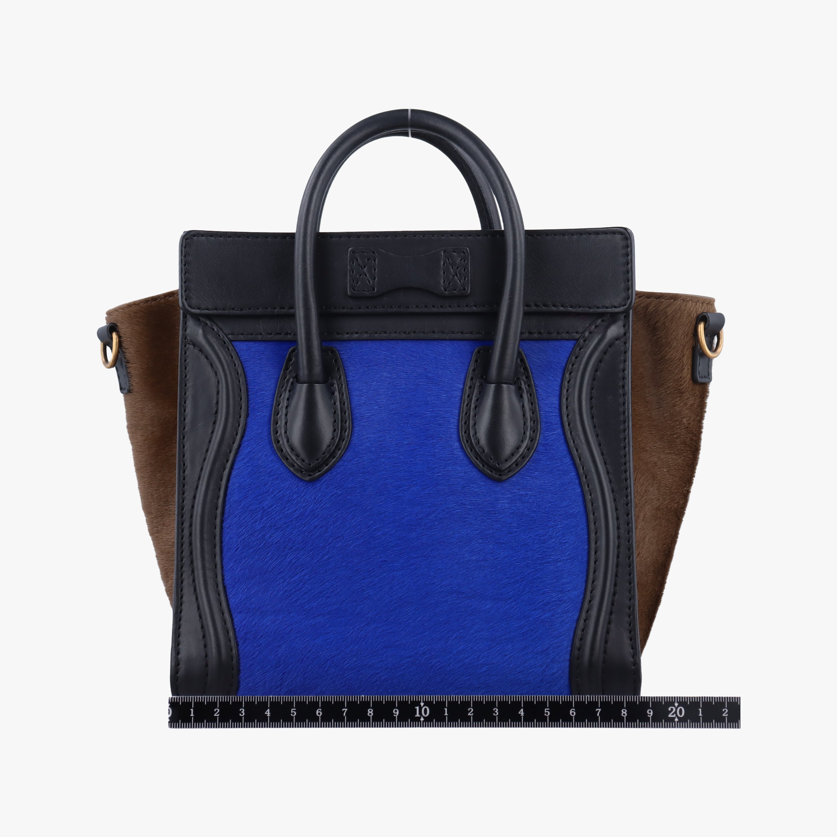 luggage nano shopper Blue x Black x Brown Leather×ponyhair F-GA-0142ラゲージナノショッパー ブルー×ブラック×ブラウン レザー×ハラコ F-GA-0142