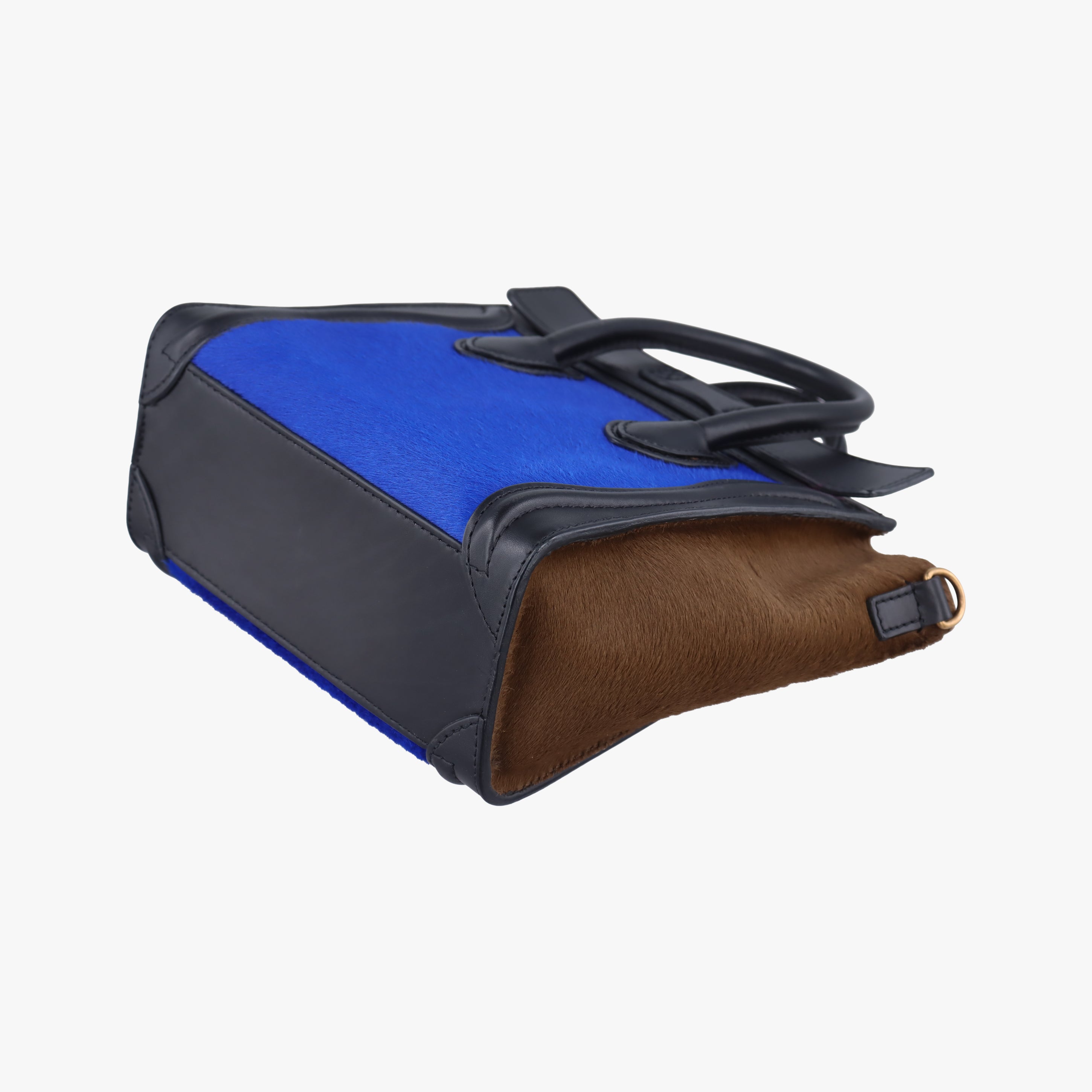 luggage nano shopper Blue x Black x Brown Leather×ponyhair F-GA-0142ラゲージナノショッパー ブルー×ブラック×ブラウン レザー×ハラコ F-GA-0142