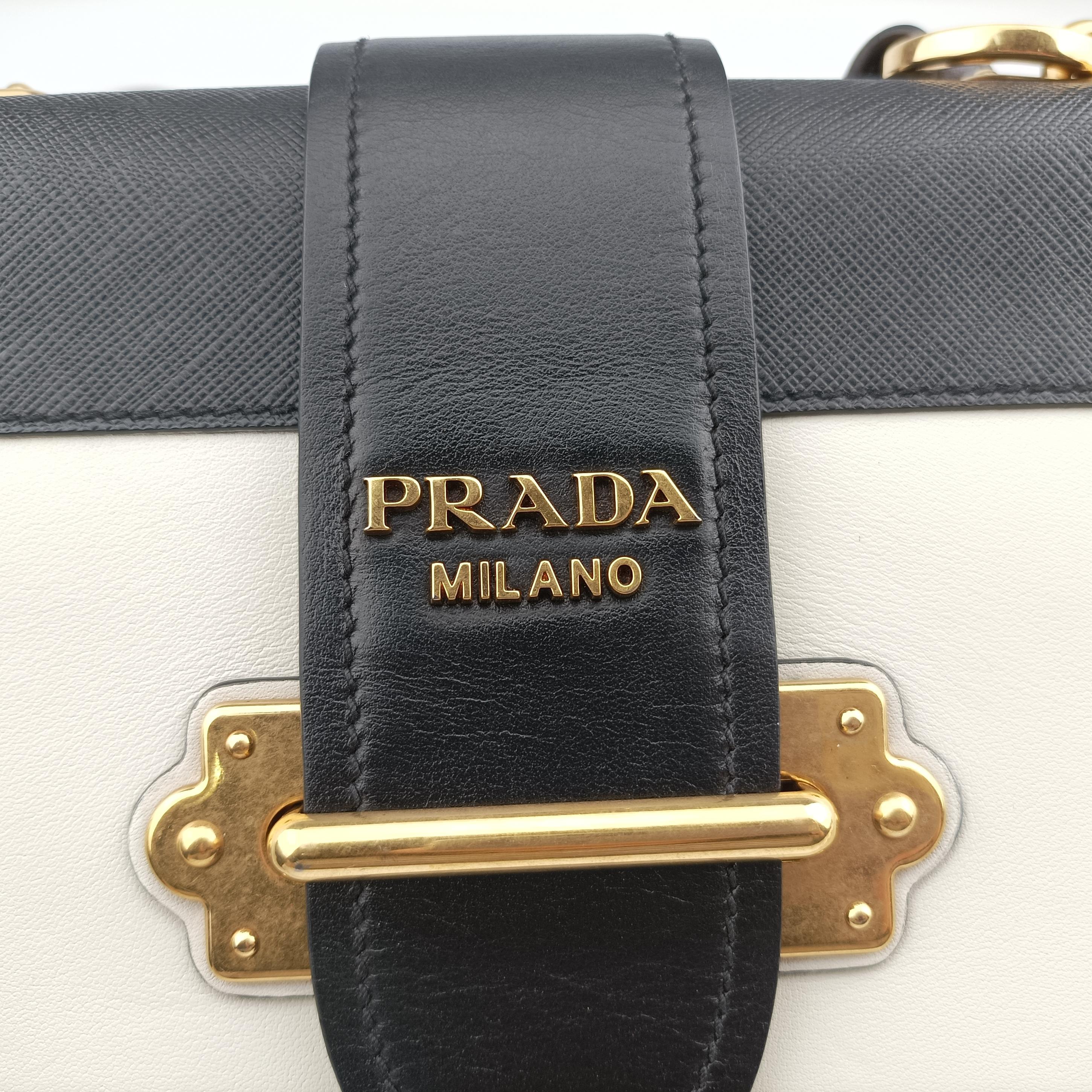 Cahier Black×white Leather×SAFFIANO Leather 1BD045 25カイエ ブラック×ホワイト レザー×サフィアーノレザー 1BD045 25