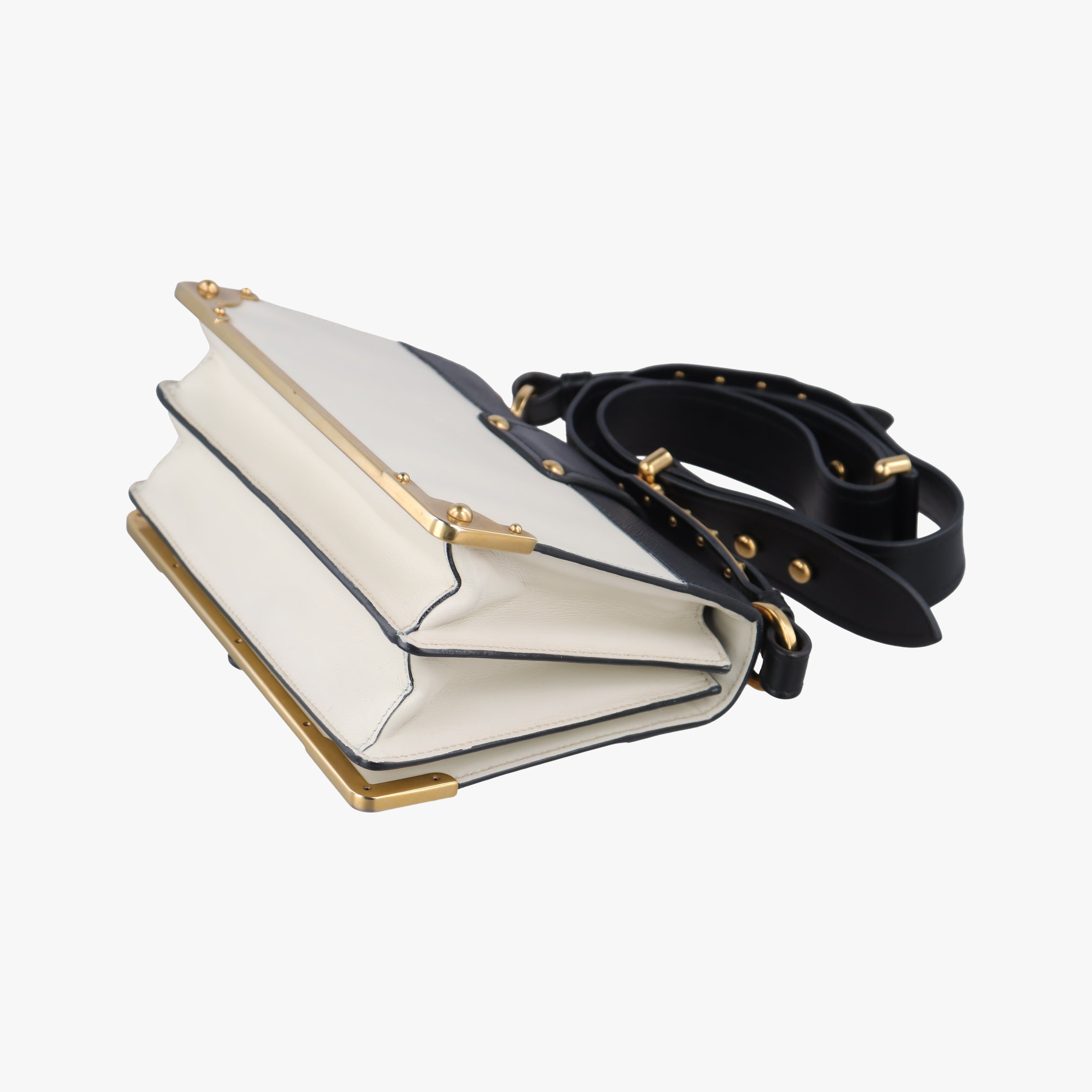 Cahier Black×white Leather×SAFFIANO Leather 1BD045 25カイエ ブラック×ホワイト レザー×サフィアーノレザー 1BD045 25