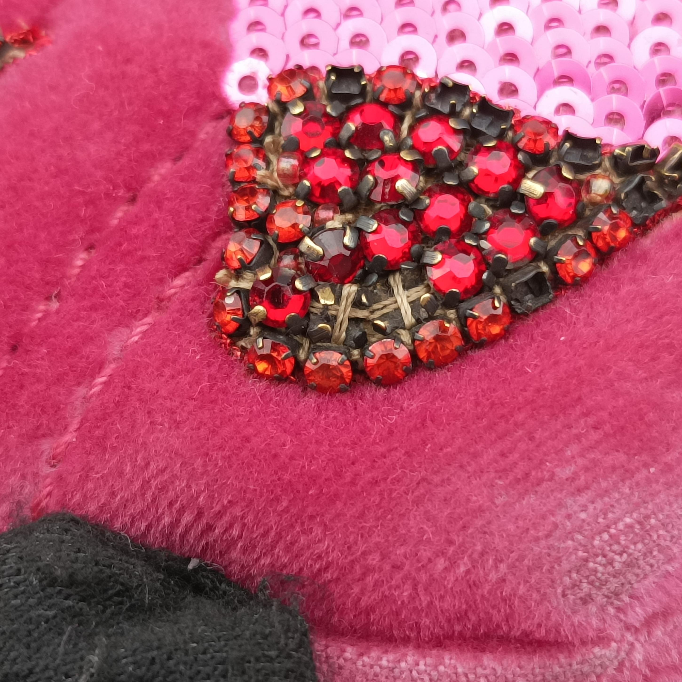 GG Marmont Rose Velour×Sequins 443497 F025673913GGマーモント ローズ レッド ベロア×スパンコール 443497 F025673913