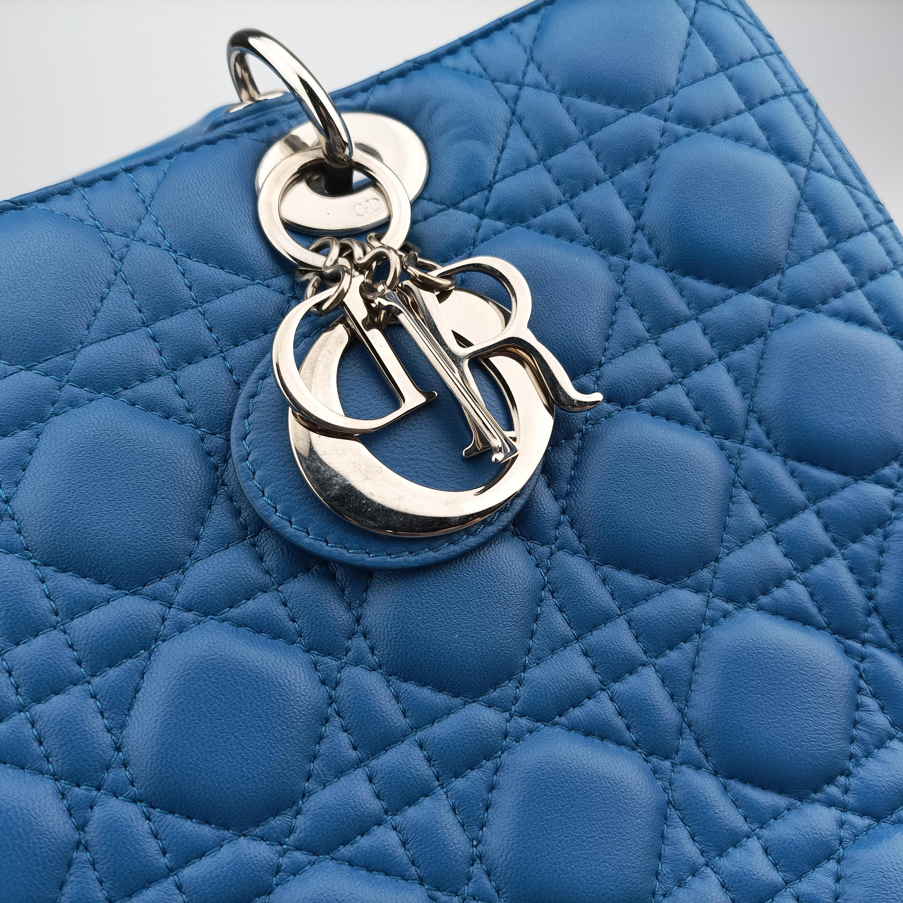 Lady Dior Blue lambskin 16-BO-0154レディディオール ブルー ラムスキン 16-BO-0154