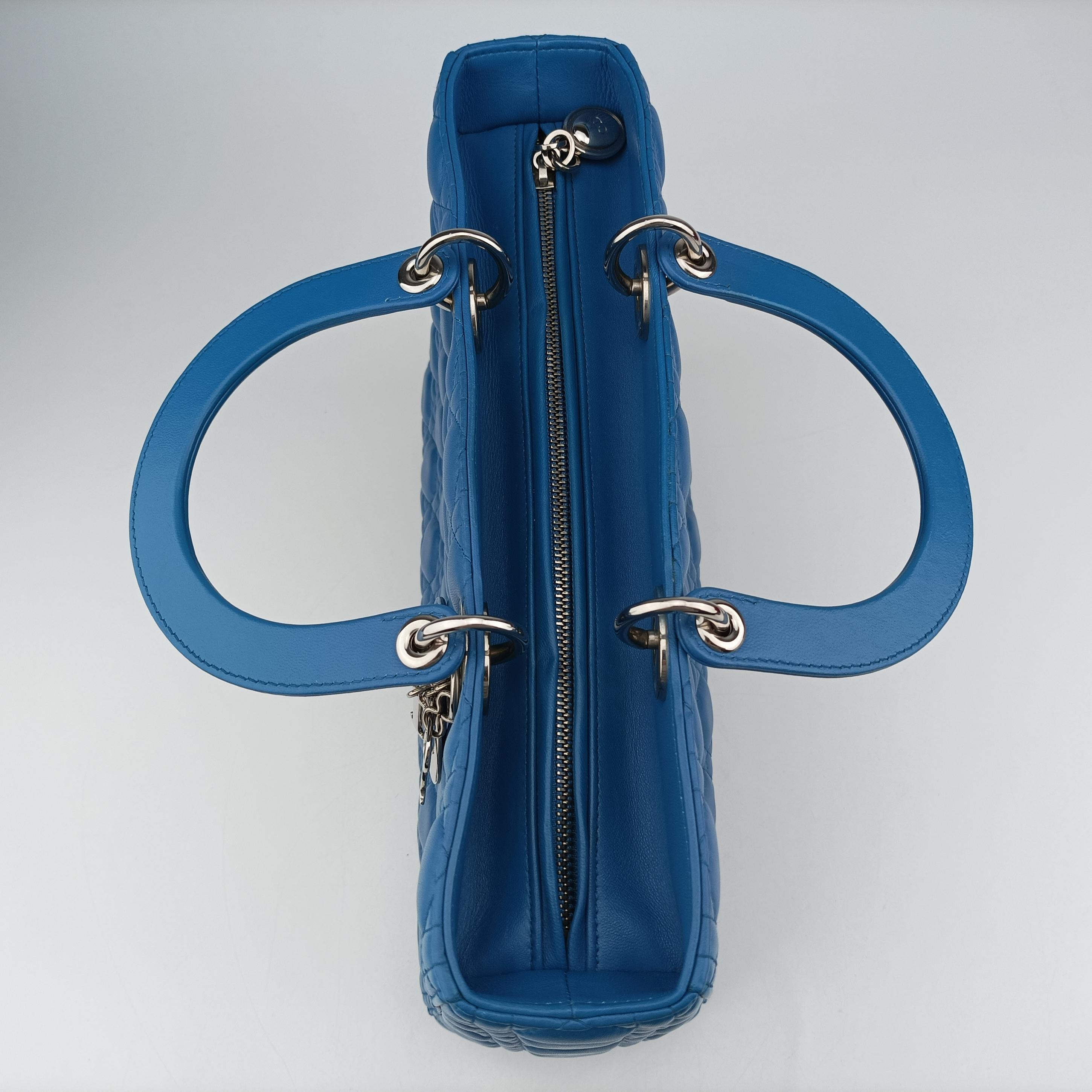 Lady Dior Blue lambskin 16-BO-0154レディディオール ブルー ラムスキン 16-BO-0154