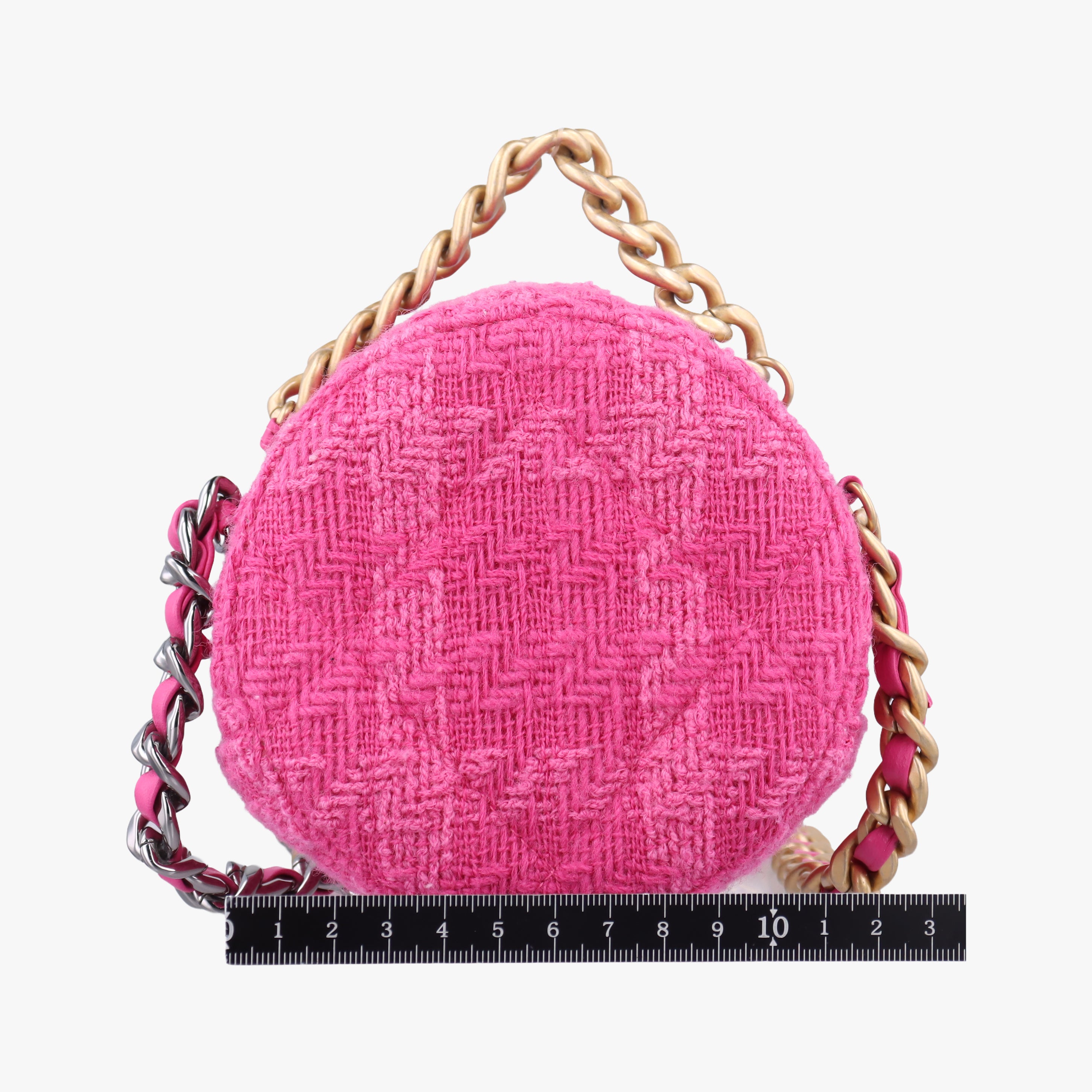 CHANEL 19 Tweed Round Coin Knit Rose Woolen AP0986 29079600シャネル 19 ツイード ラウンド コイン ニット ローズ レッド ウール AP0986 29079600