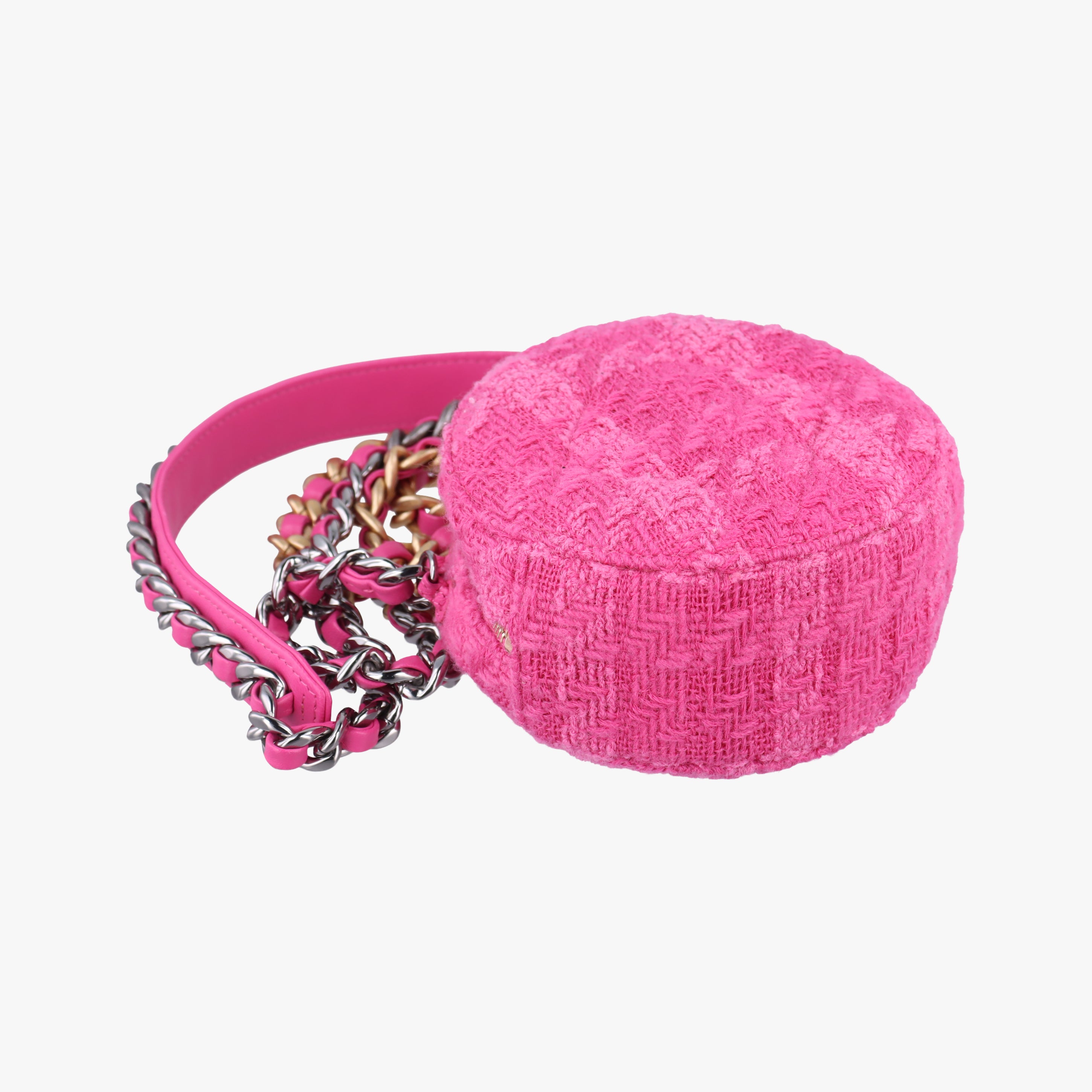 CHANEL 19 Tweed Round Coin Knit Rose Woolen AP0986 29079600シャネル 19 ツイード ラウンド コイン ニット ローズ レッド ウール AP0986 29079600