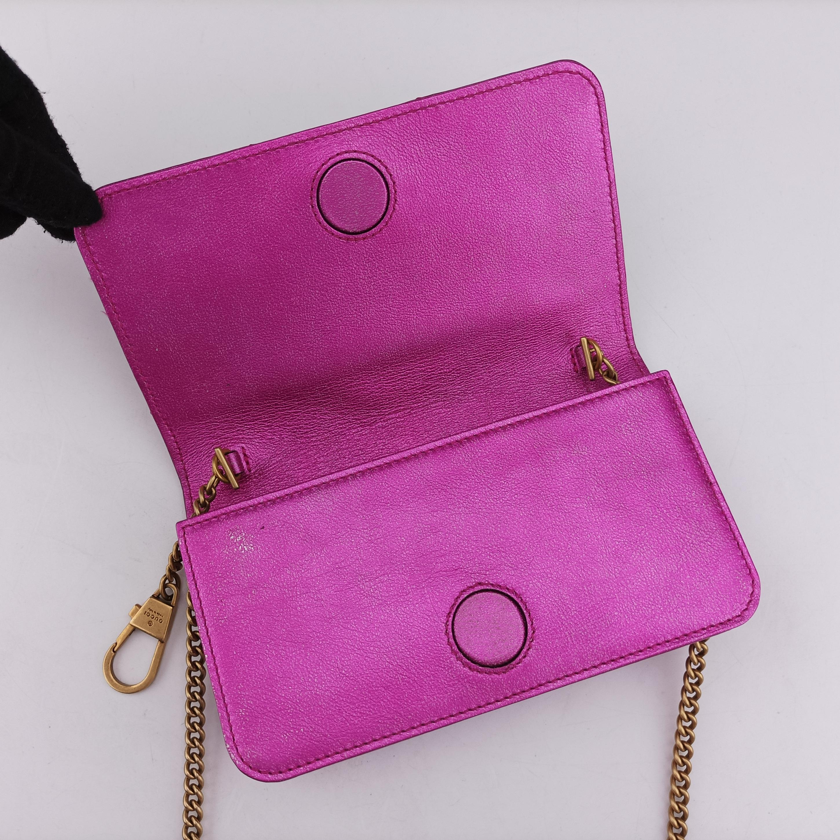 Pochette Heart crystal GG Marmont Pink Leather 549880 ポシェット ハート クリスタル GGマーモント ピンク レザー 549880