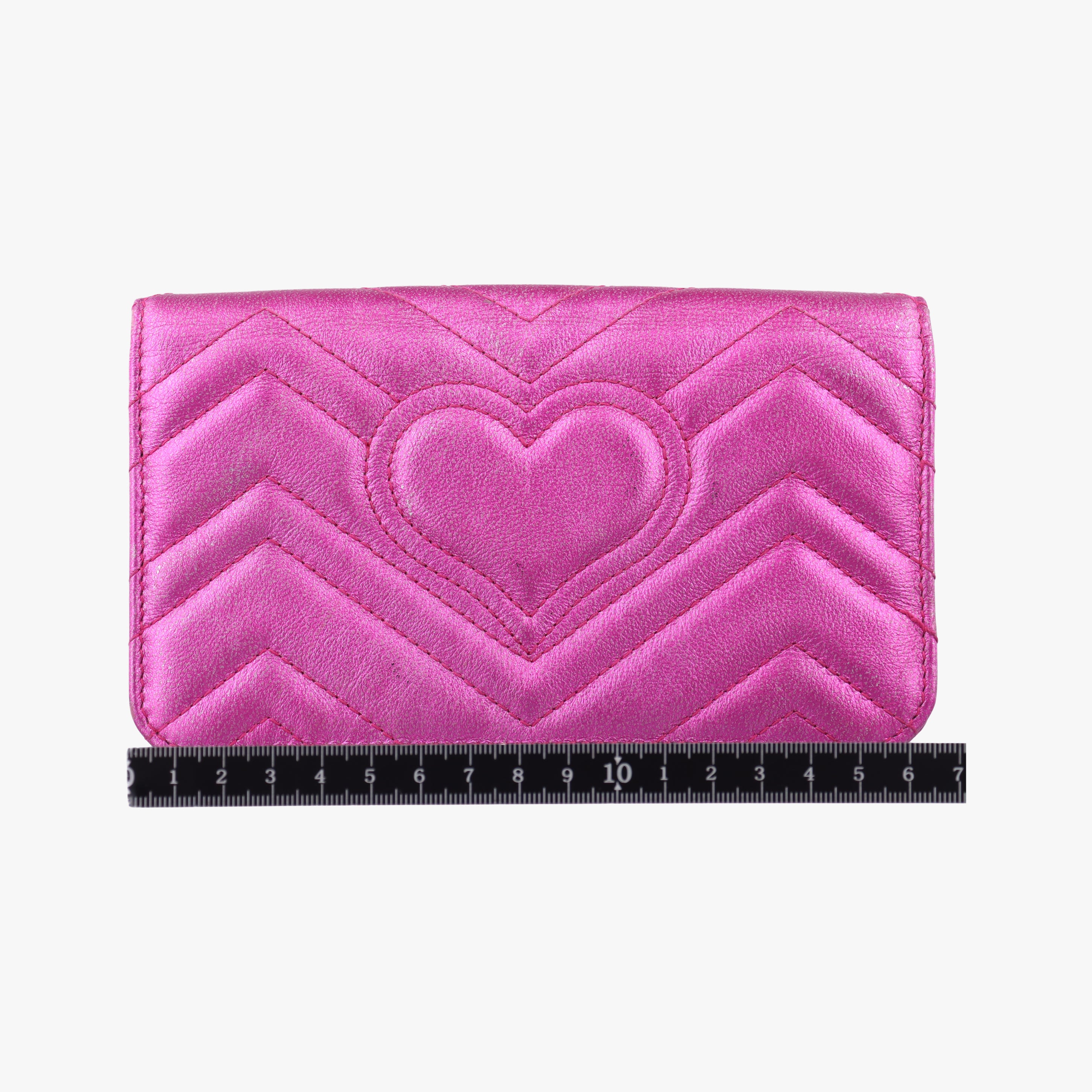 Pochette Heart crystal GG Marmont Pink Leather 549880 ポシェット ハート クリスタル GGマーモント ピンク レザー 549880