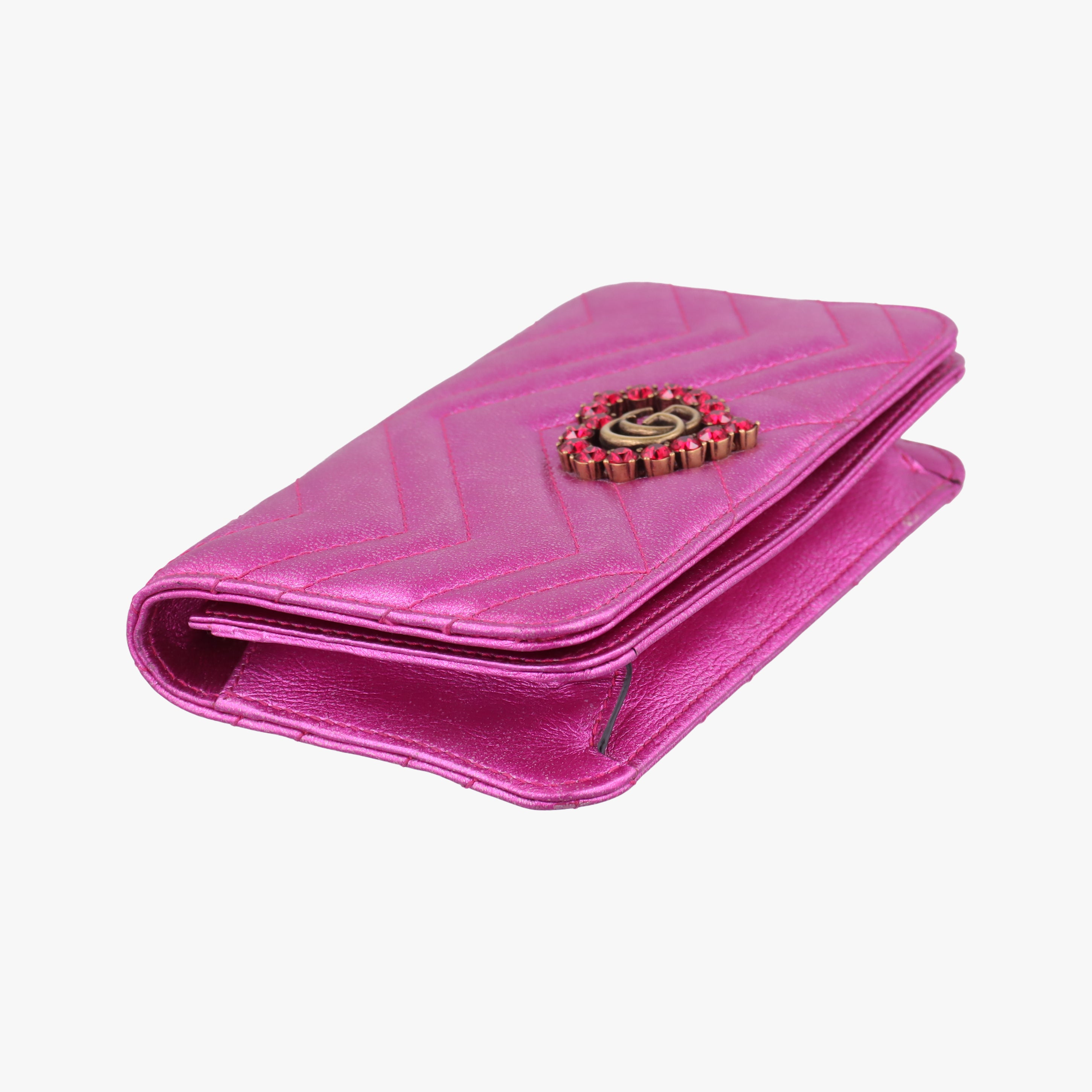 Pochette Heart crystal GG Marmont Pink Leather 549880 ポシェット ハート クリスタル GGマーモント ピンク レザー 549880