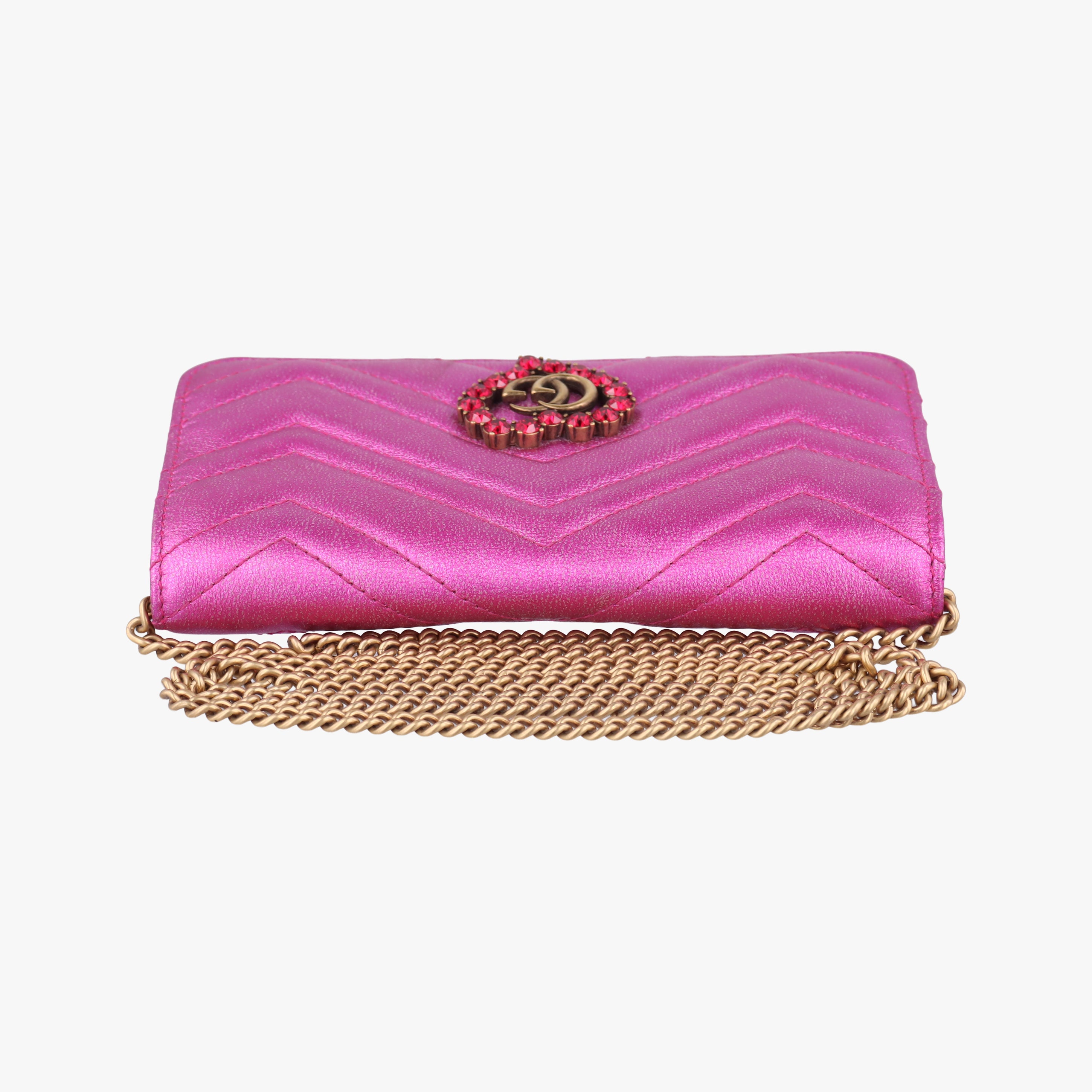 Pochette Heart crystal GG Marmont Pink Leather 549880 ポシェット ハート クリスタル GGマーモント ピンク レザー 549880