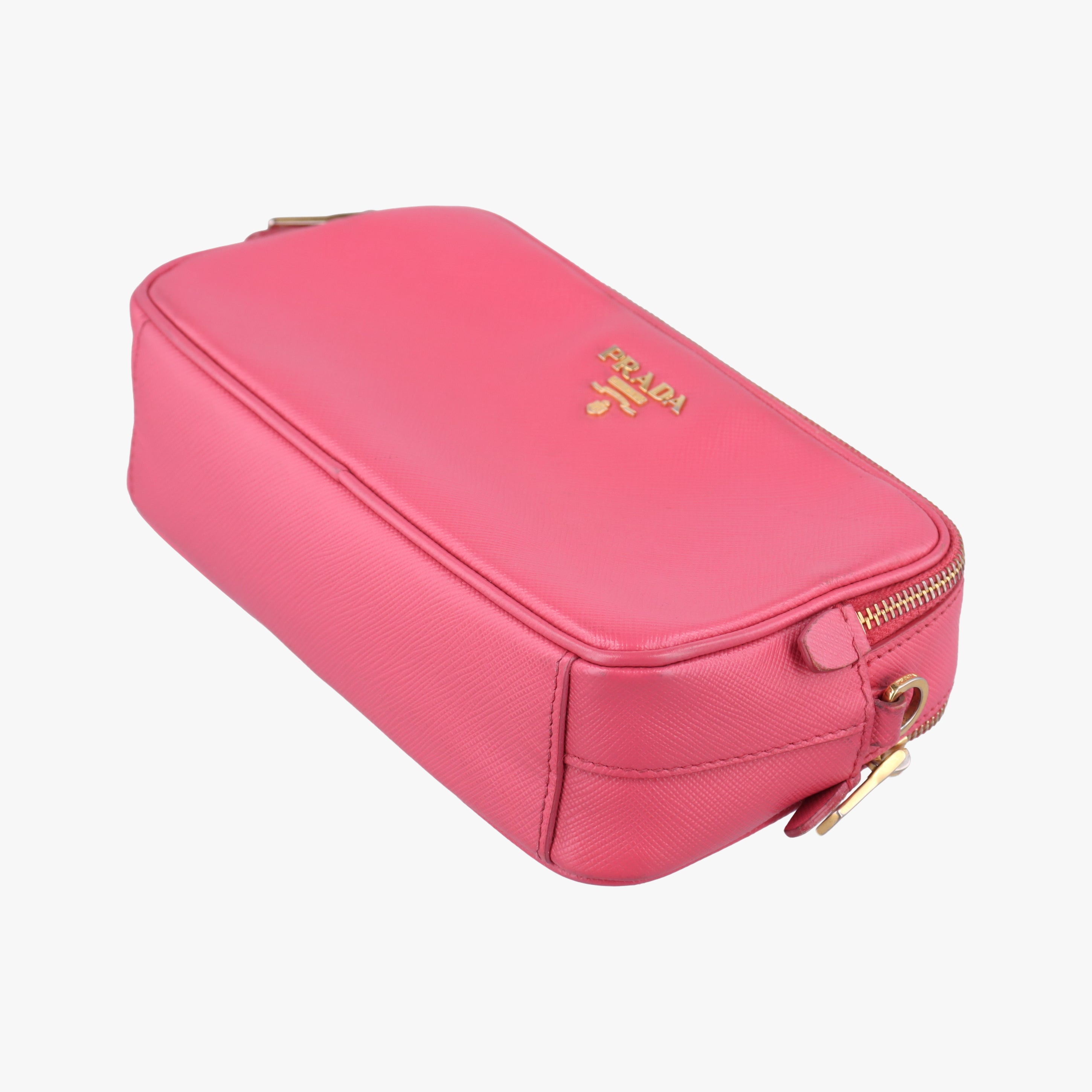 Double Zip pink SAFFIANO Leather 1NF002 7/Tダブルジップ ピンク サフィアーノレザー 1NF002 7/T