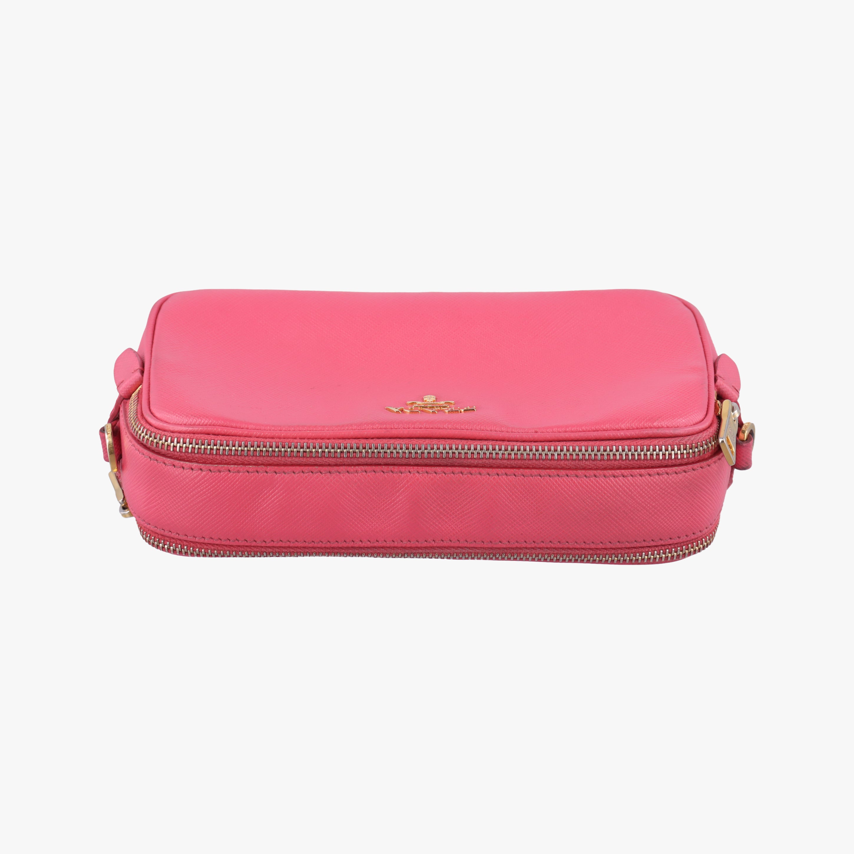 Double Zip pink SAFFIANO Leather 1NF002 7/Tダブルジップ ピンク サフィアーノレザー 1NF002 7/T
