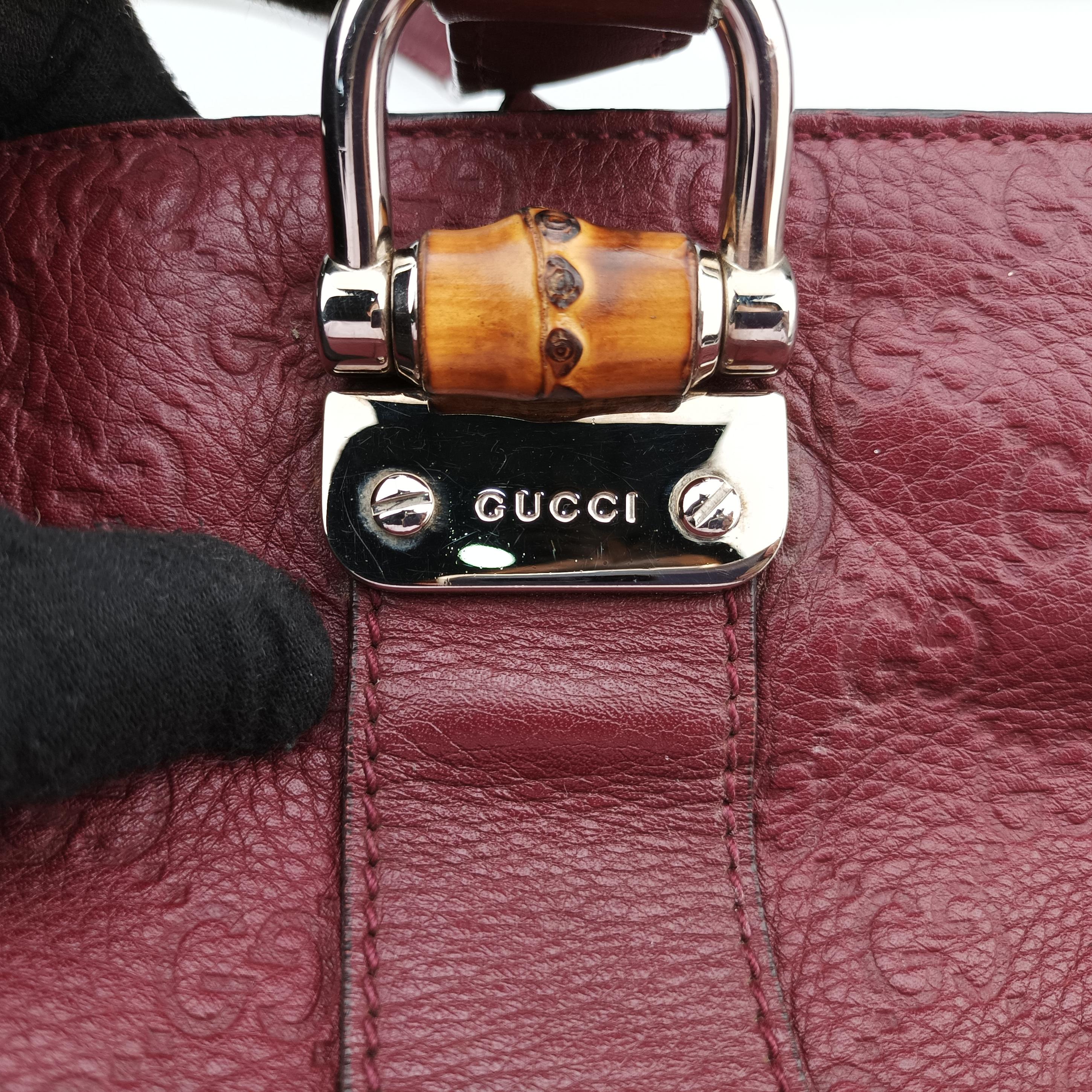 Guccissima Tender Bamboo Bar Burgundy Leather 355773 I016116205グッチッシマ テンダー バンブーバー ワインレッド レザー 355773 I016116205