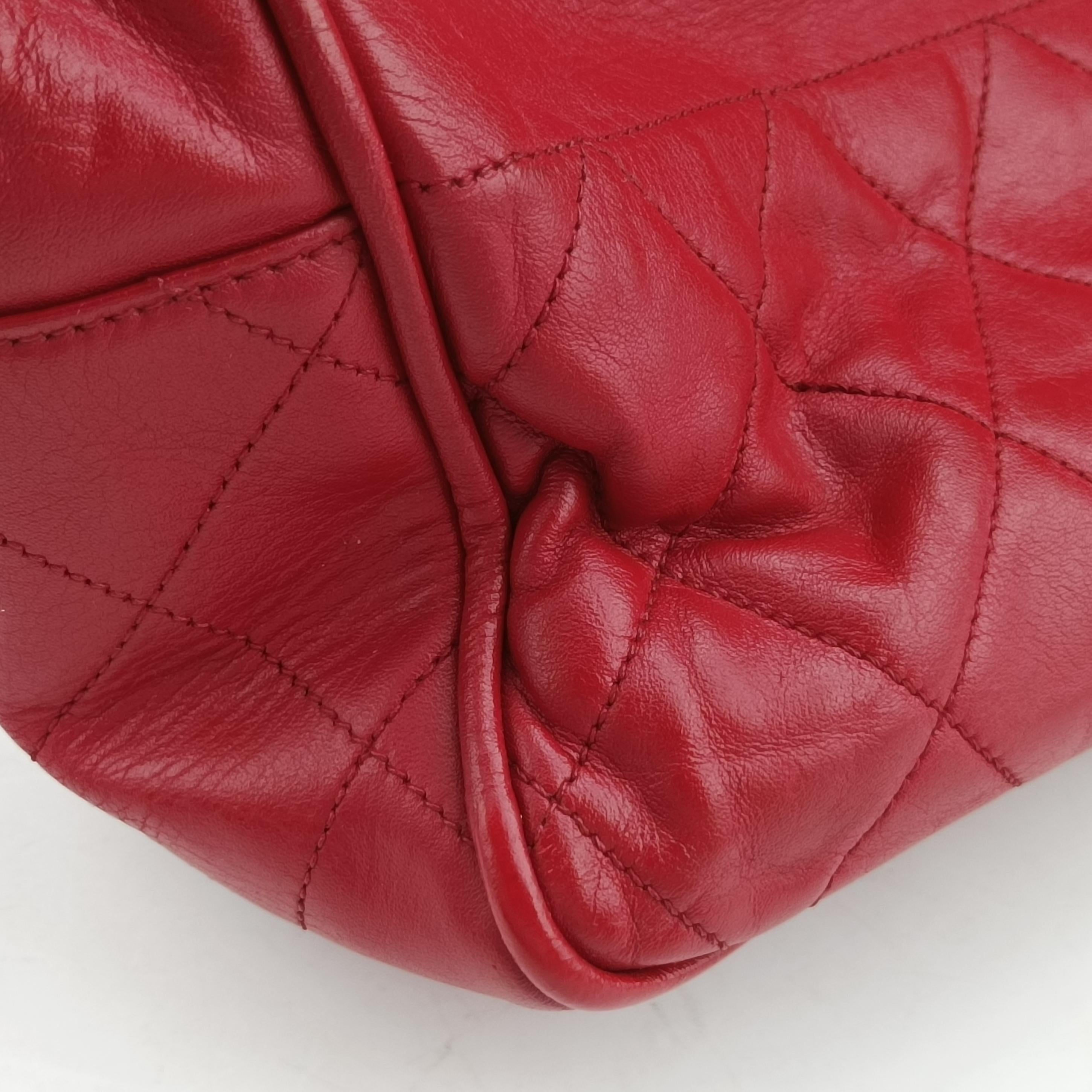 Chain Tote Red lambskin 0553790チェーン トート レッド ラムスキン 0553790