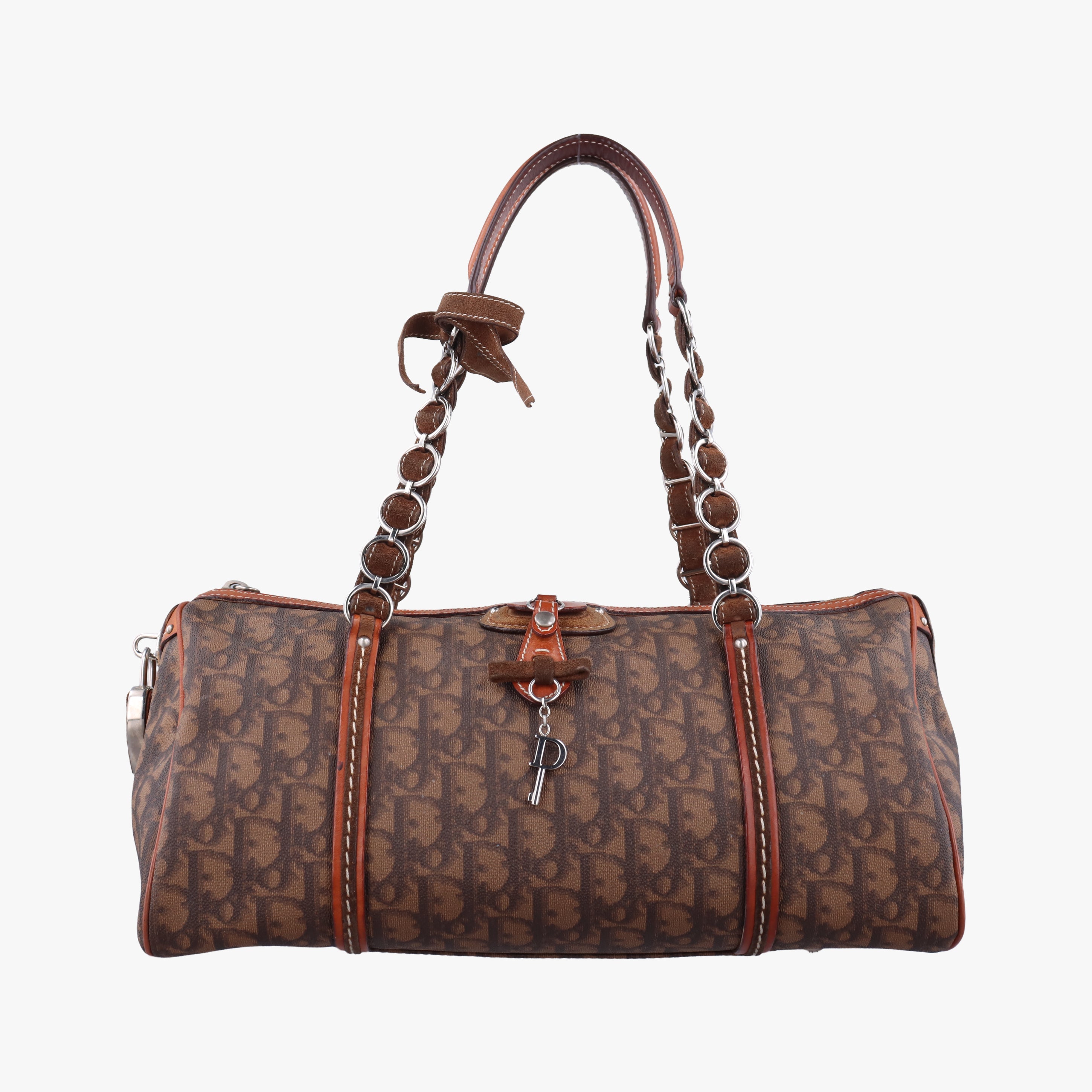 Trotter Romantique Mini Bow Brown×Multicolour PVC coated canvas×Leather 07-BO-0076ロマンティックトロッターミニボウ ブラウン×マルチカラー PVCコーティングキャンバス×レザー 07-BO-0076