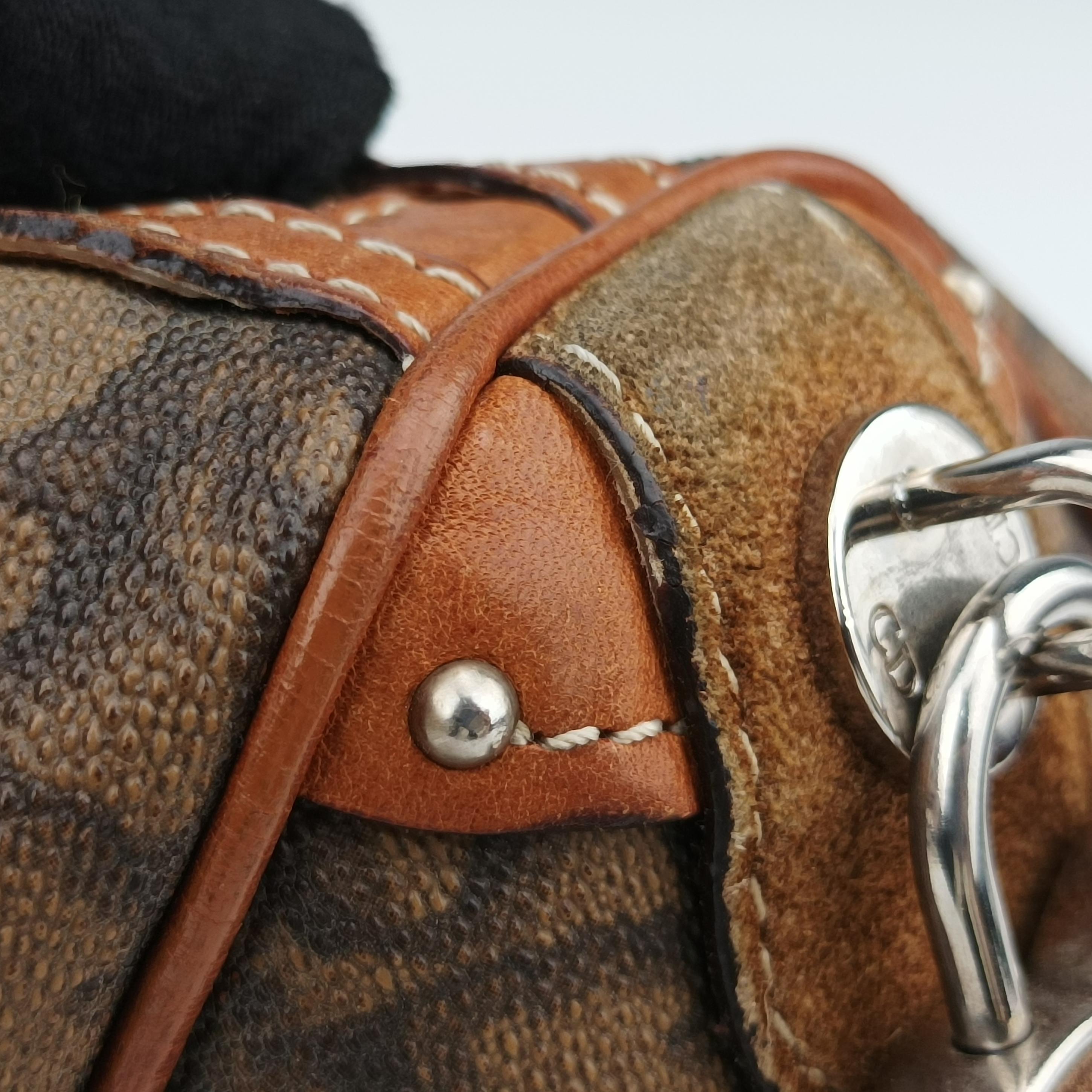 Trotter Romantique Mini Bow Brown×Multicolour PVC coated canvas×Leather 07-BO-0076ロマンティックトロッターミニボウ ブラウン×マルチカラー PVCコーティングキャンバス×レザー 07-BO-0076