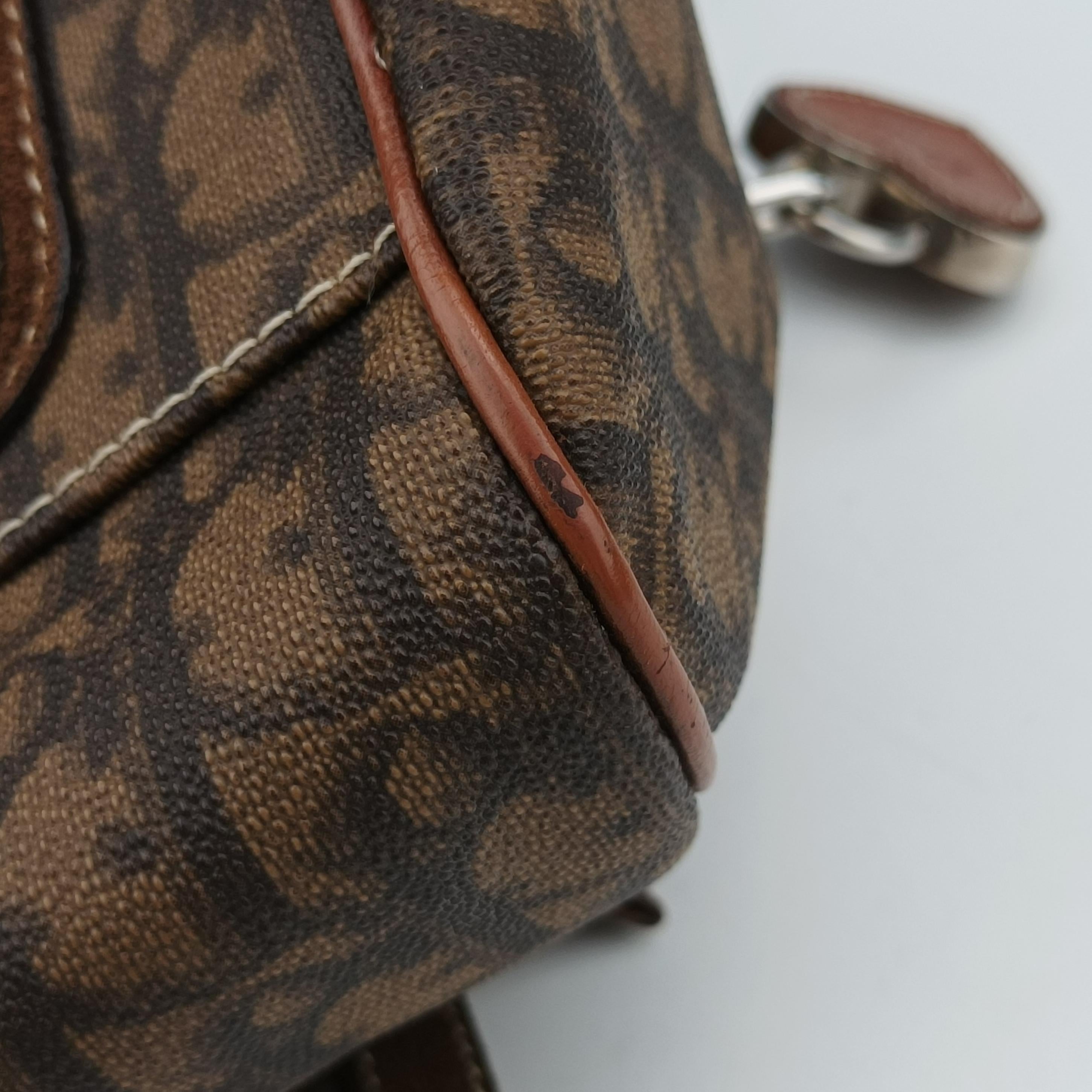 Trotter Romantique Mini Bow Brown×Multicolour PVC coated canvas×Leather 07-BO-0076ロマンティックトロッターミニボウ ブラウン×マルチカラー PVCコーティングキャンバス×レザー 07-BO-0076