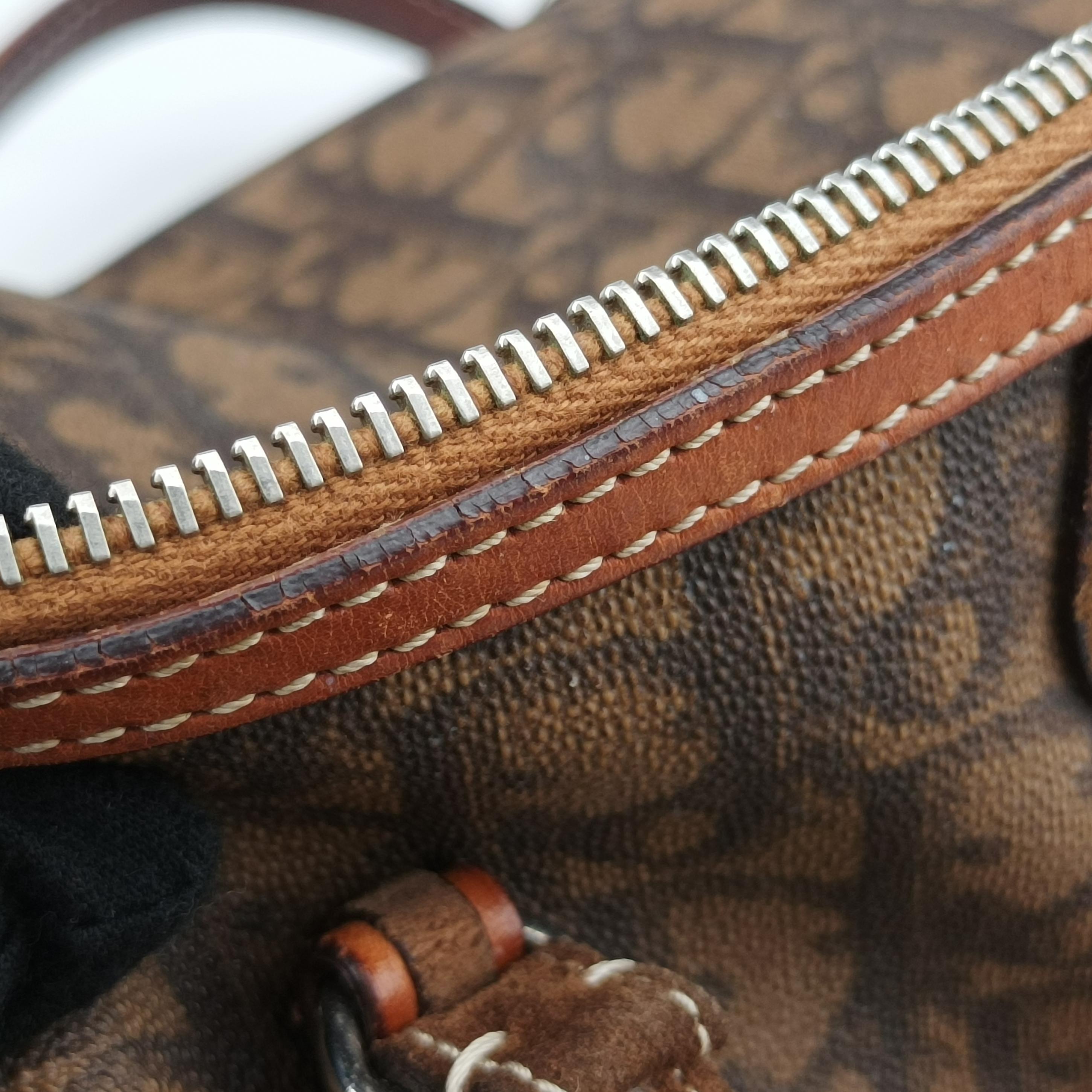 Trotter Romantique Mini Bow Brown×Multicolour PVC coated canvas×Leather 07-BO-0076ロマンティックトロッターミニボウ ブラウン×マルチカラー PVCコーティングキャンバス×レザー 07-BO-0076