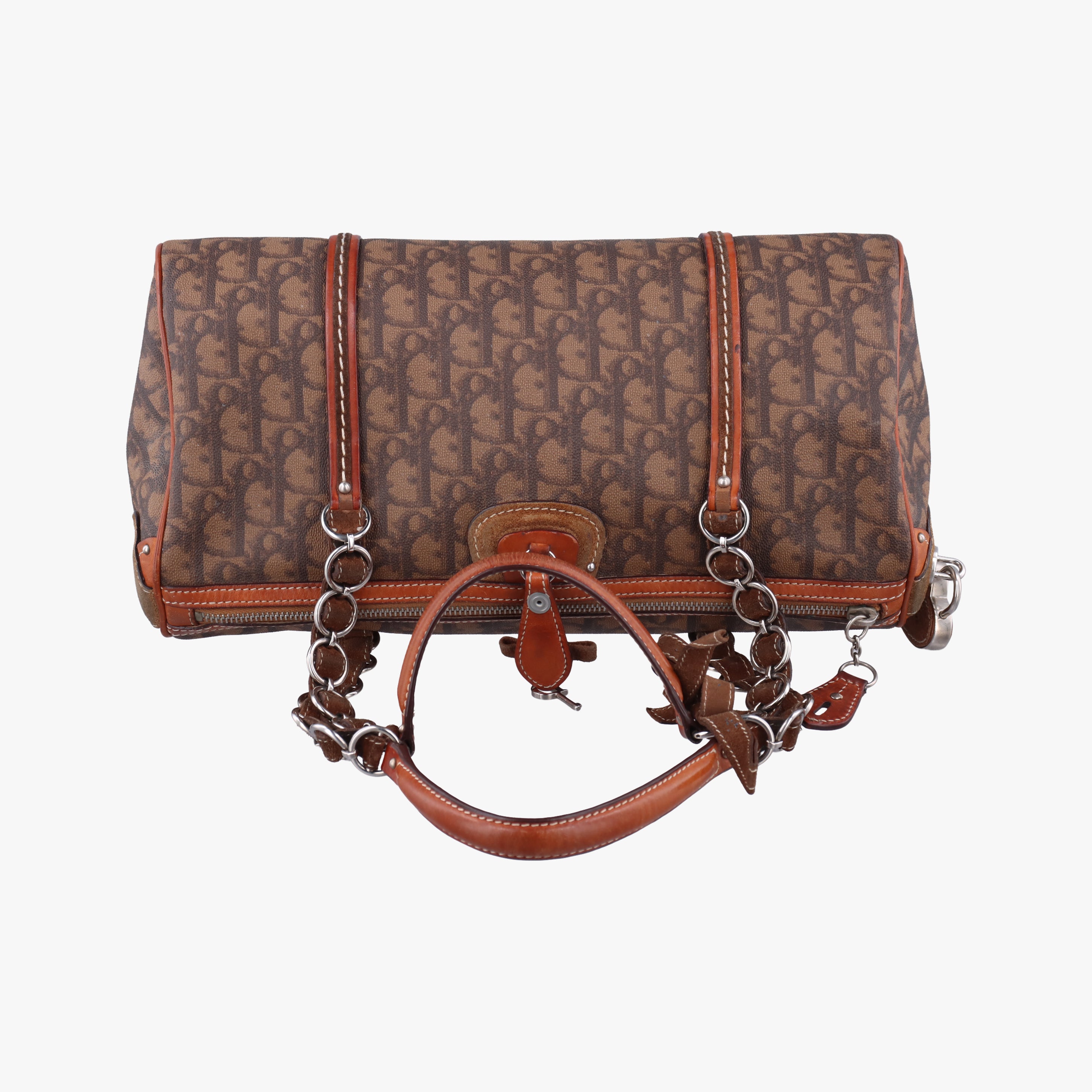 Trotter Romantique Mini Bow Brown×Multicolour PVC coated canvas×Leather 07-BO-0076ロマンティックトロッターミニボウ ブラウン×マルチカラー PVCコーティングキャンバス×レザー 07-BO-0076