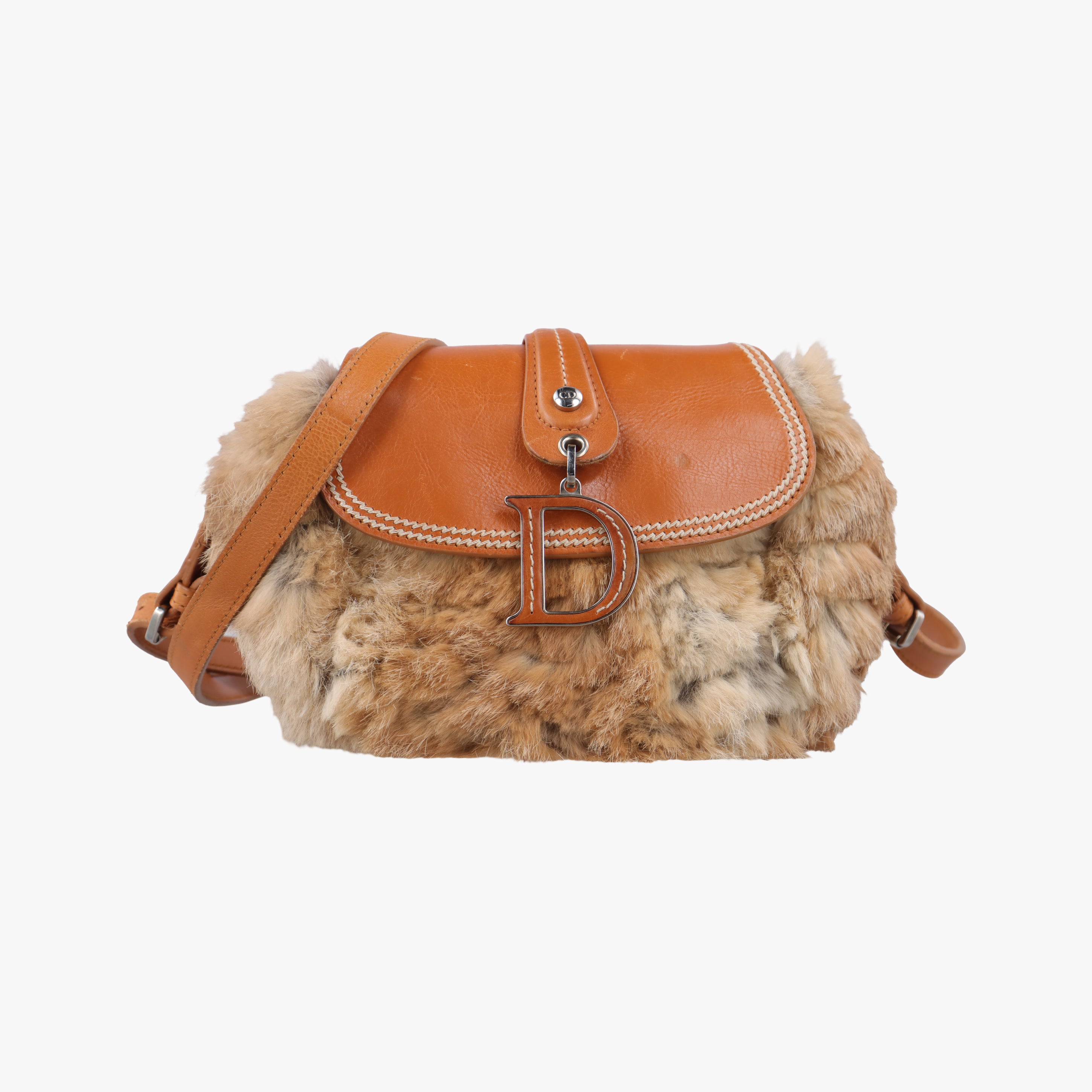 D logo Brown fur×leather 15-MA-0065Dロゴ ブラウン ファー×レザー 15-MA-0065