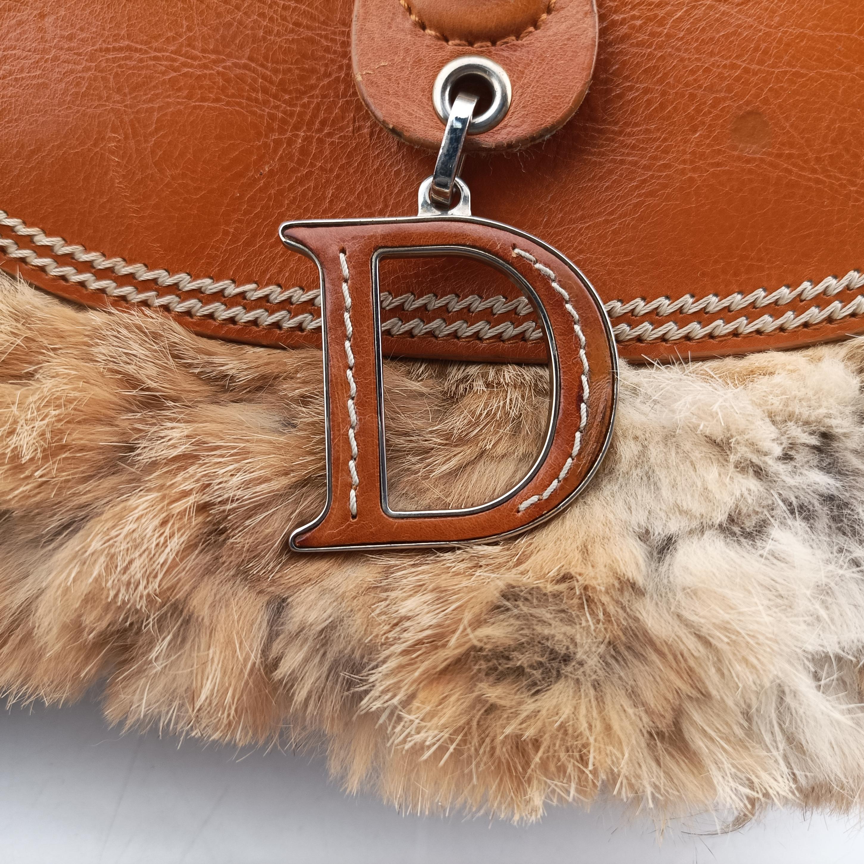 D logo Brown fur×leather 15-MA-0065Dロゴ ブラウン ファー×レザー 15-MA-0065