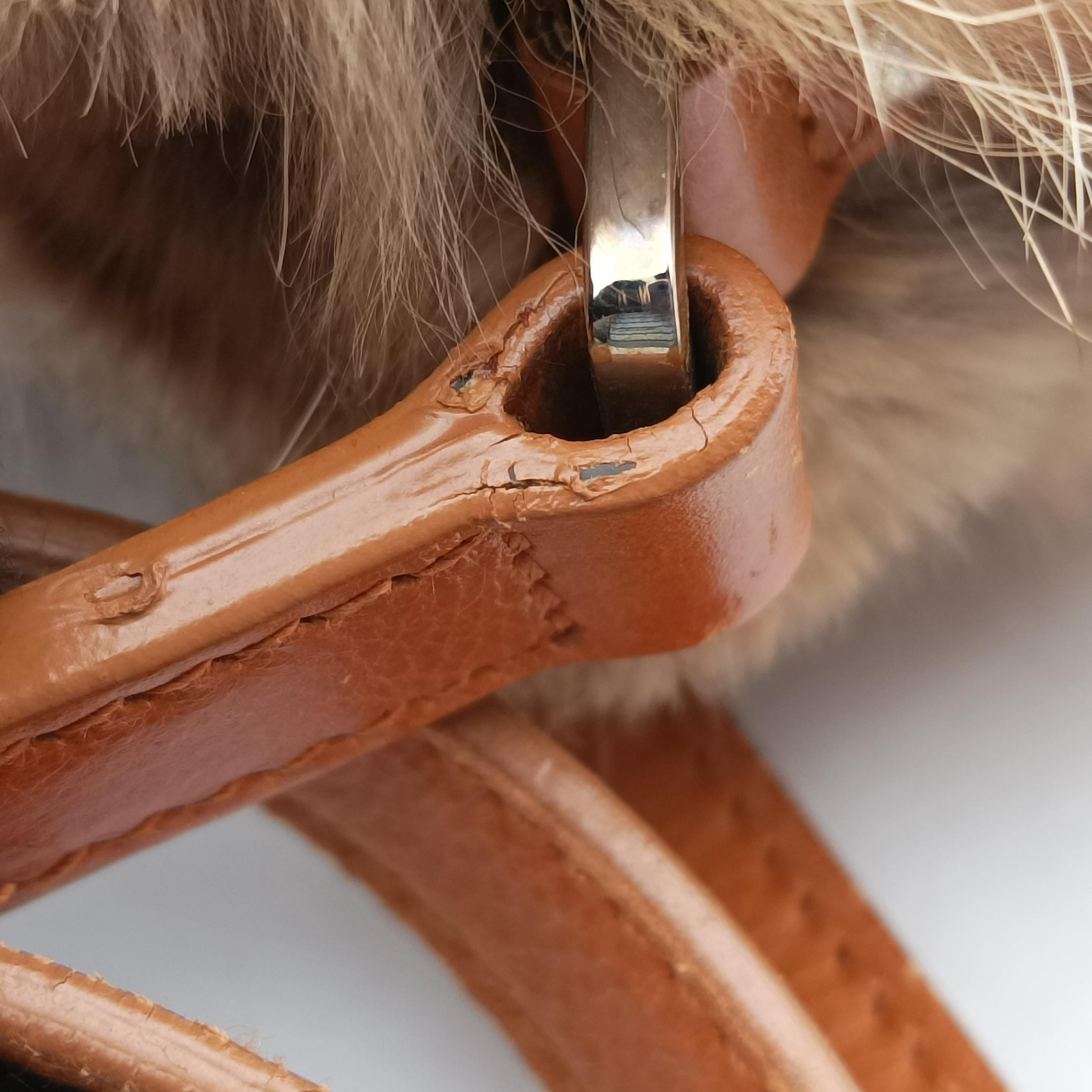 D logo Brown fur×leather 15-MA-0065Dロゴ ブラウン ファー×レザー 15-MA-0065