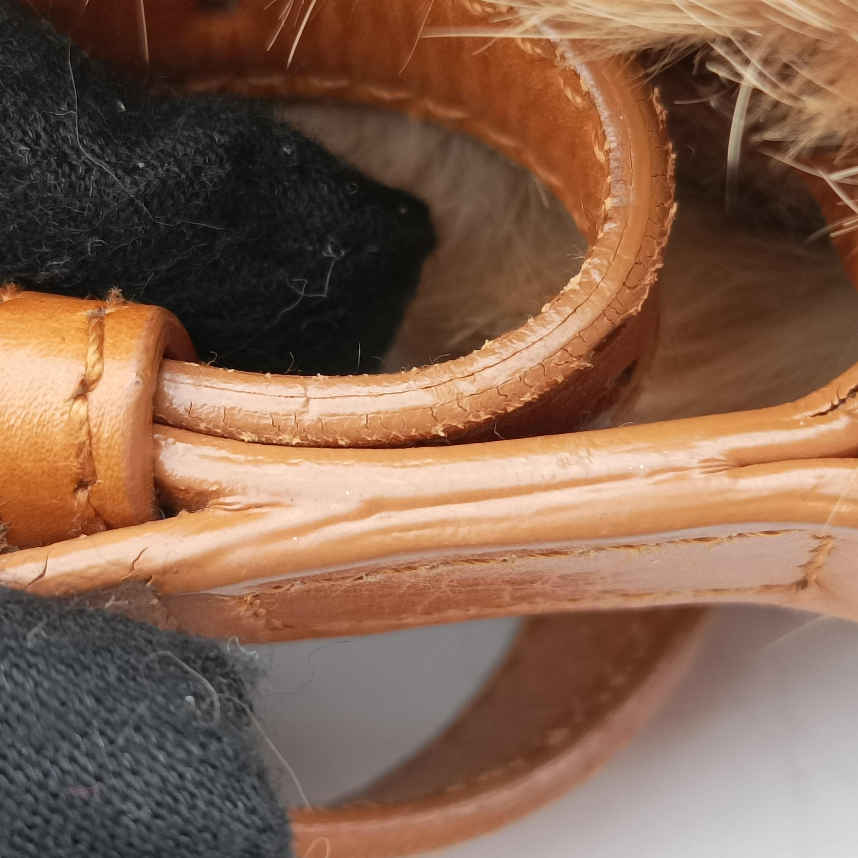 D logo Brown fur×leather 15-MA-0065Dロゴ ブラウン ファー×レザー 15-MA-0065