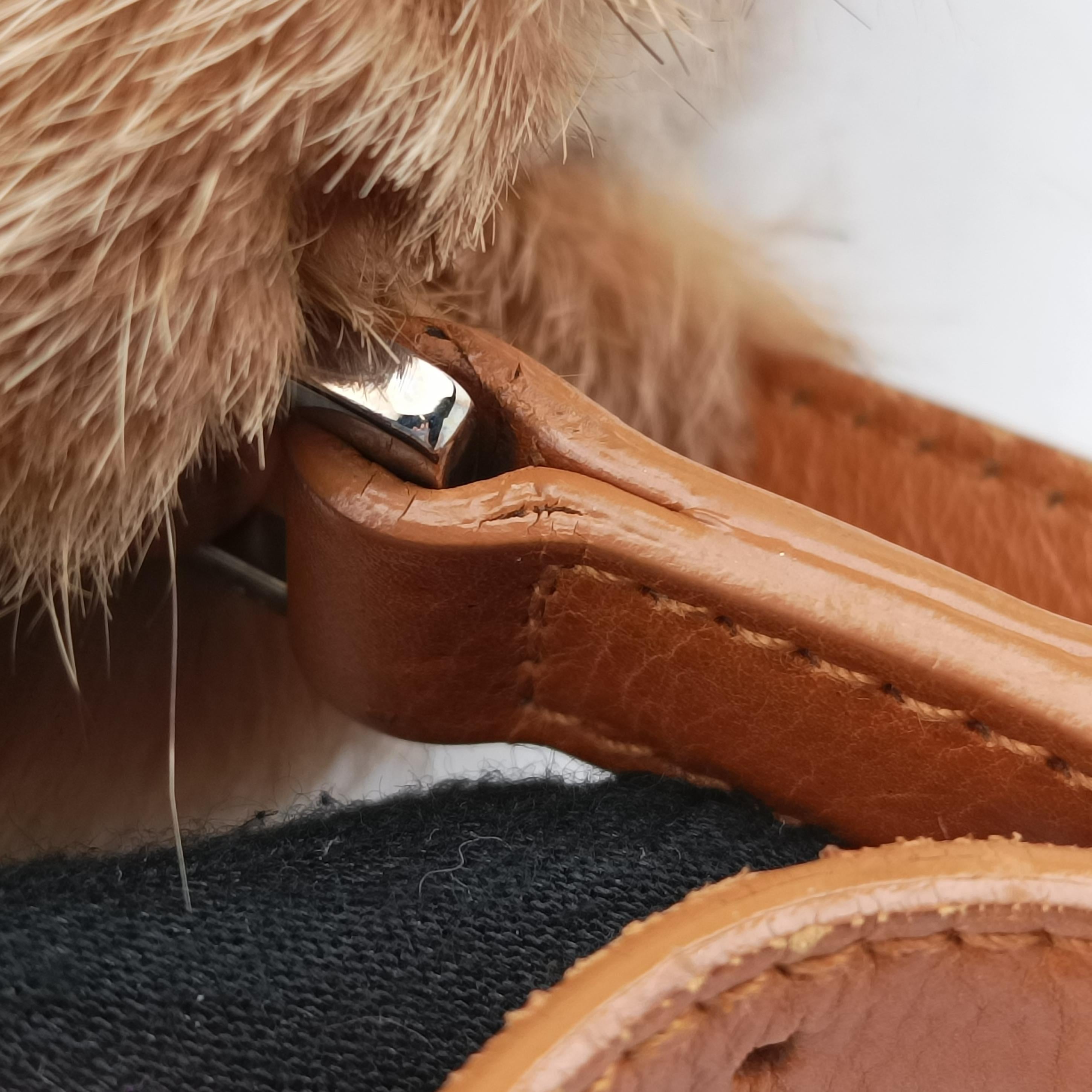 D logo Brown fur×leather 15-MA-0065Dロゴ ブラウン ファー×レザー 15-MA-0065