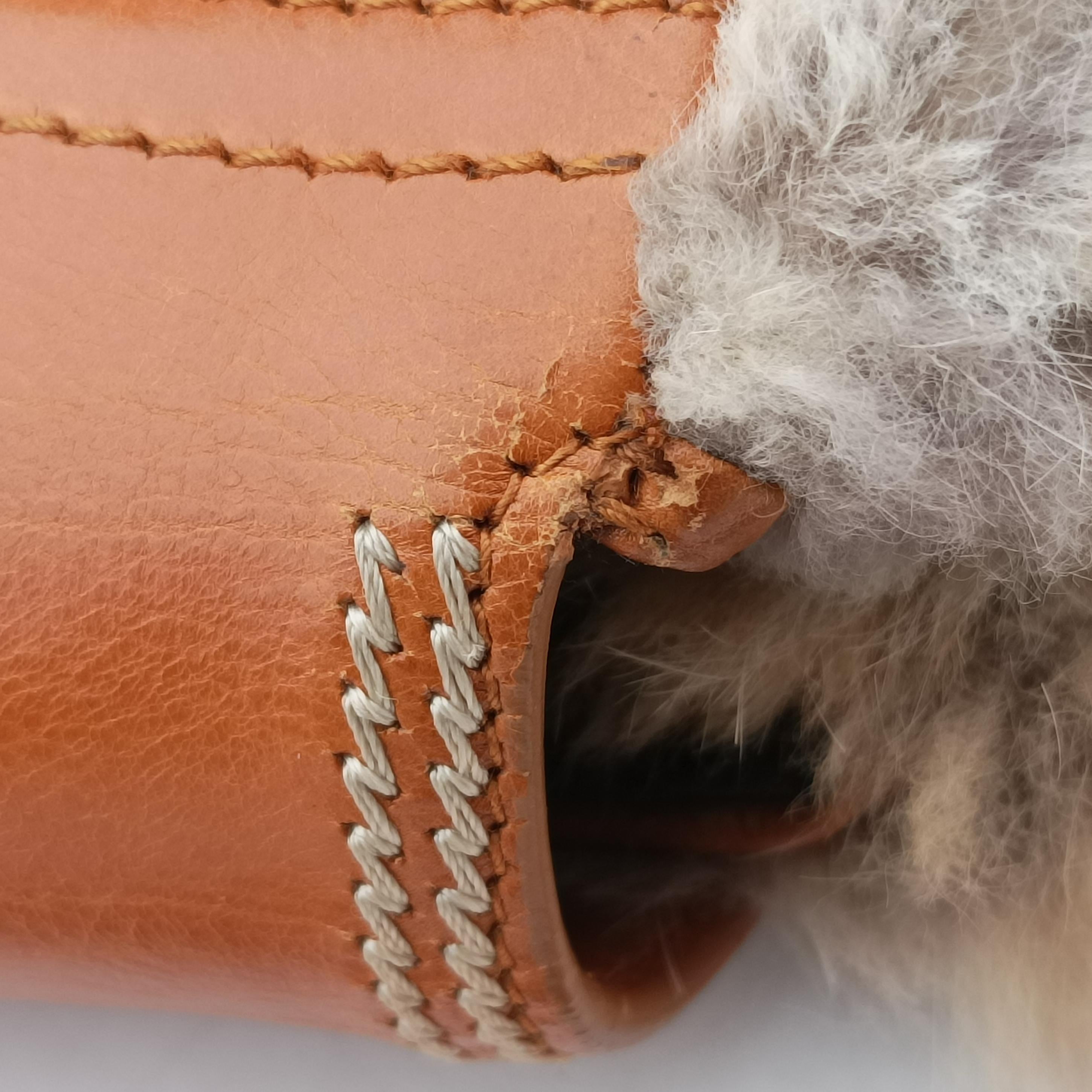 D logo Brown fur×leather 15-MA-0065Dロゴ ブラウン ファー×レザー 15-MA-0065