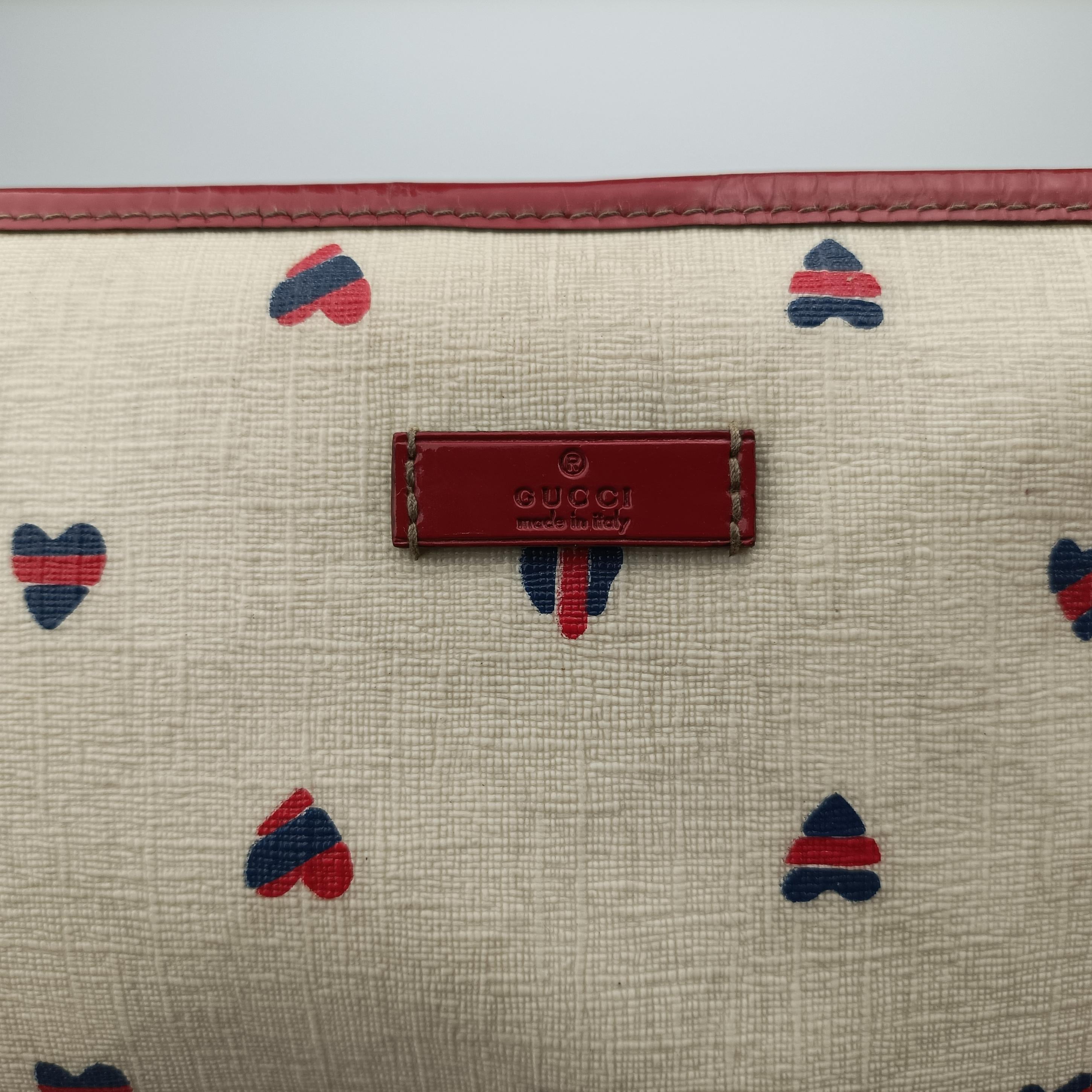 GG Supreme GG Plus heart flower White×red PVC coated canvas 197953 A3540773GGスプリーム GGプラス ハート フラワー ホワイト×レッド PVCコーティングキャンバス 197953 A3540773